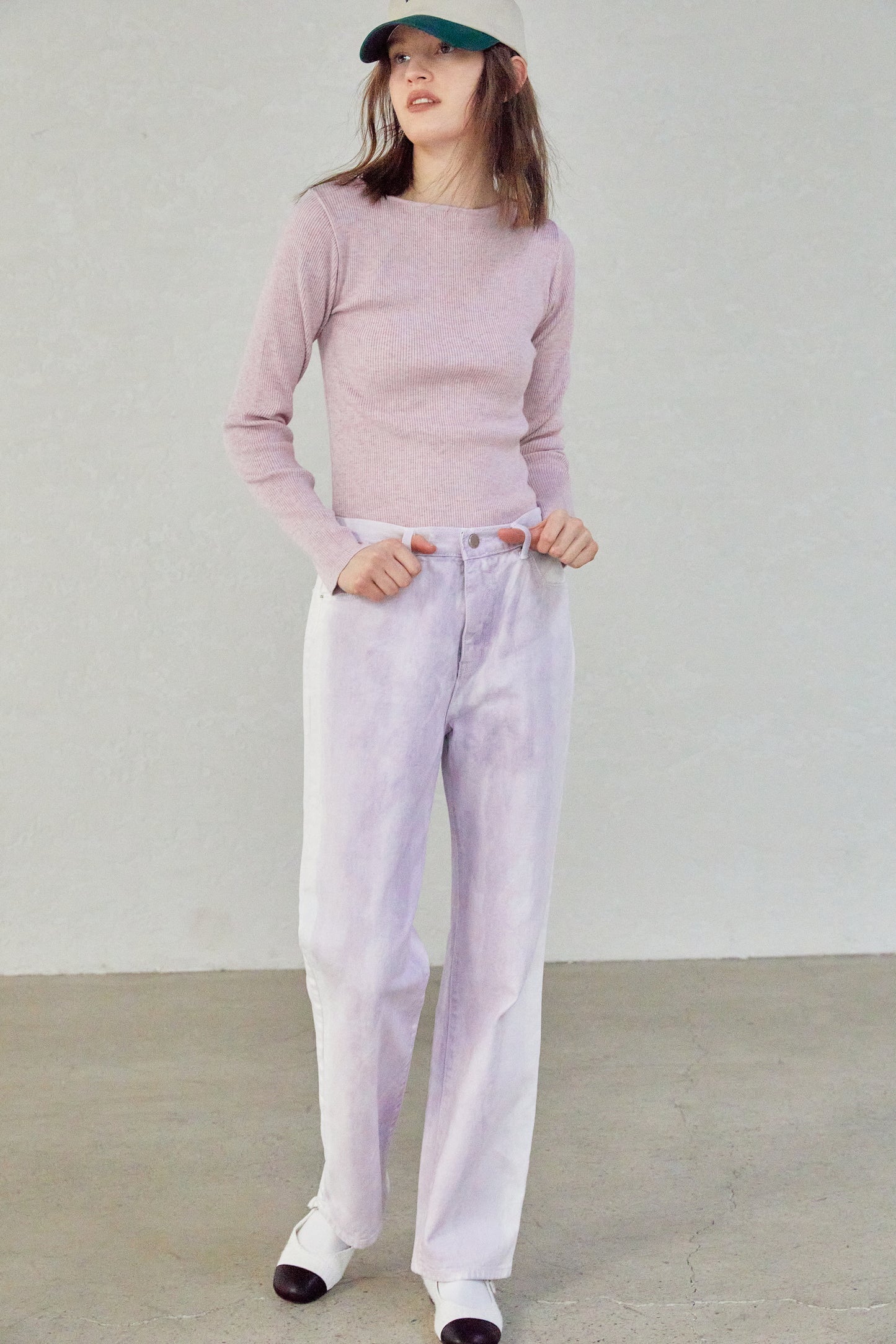 Tie Dye Relaxed Jeans, Lilac