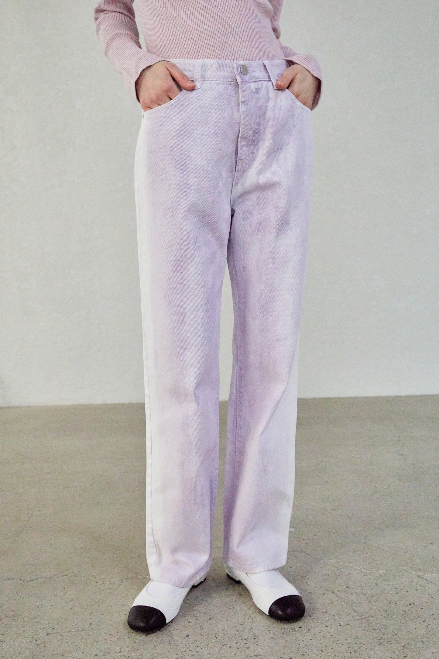 Tie Dye Relaxed Jeans, Lilac