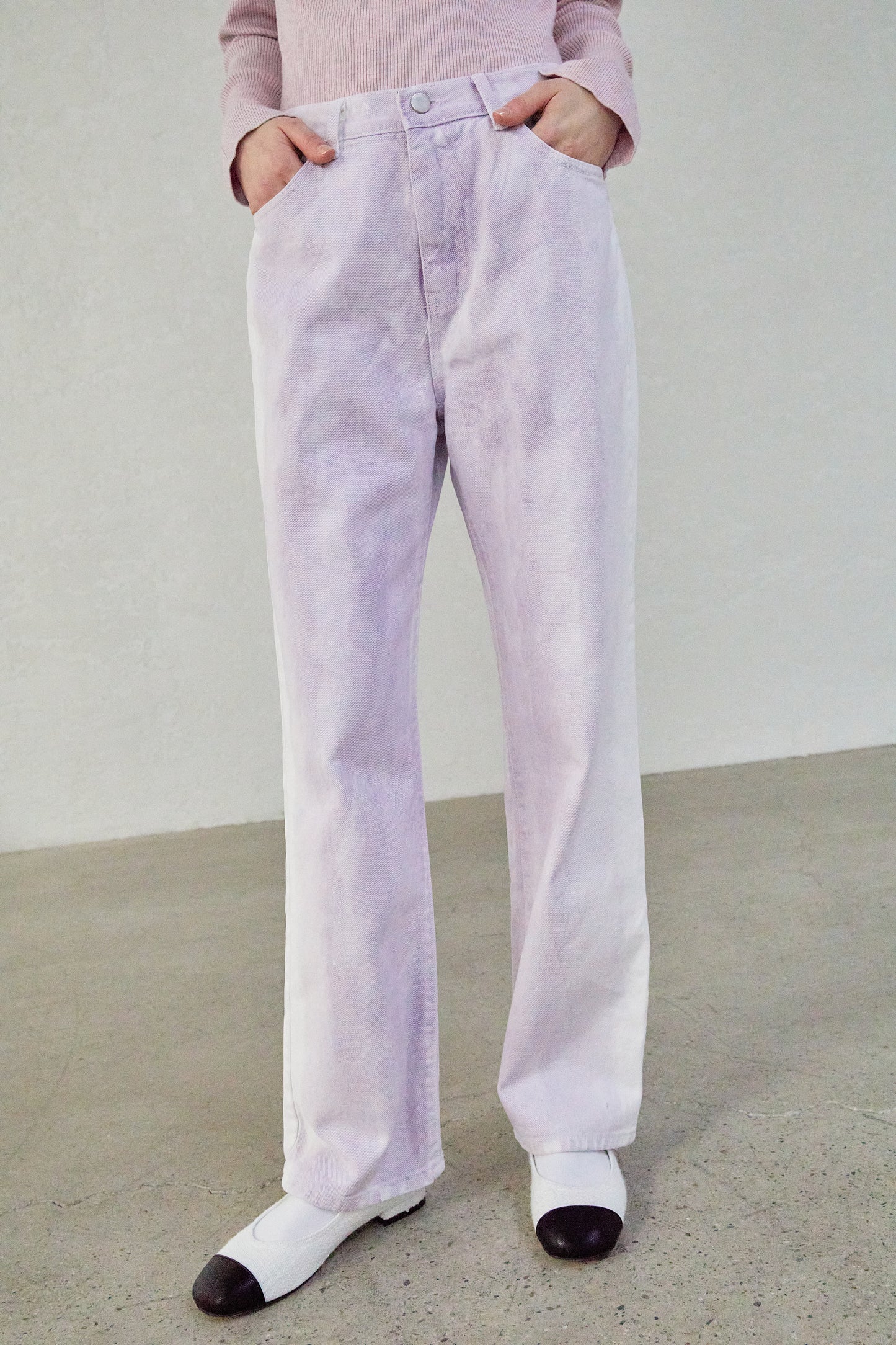 Tie Dye Relaxed Jeans, Lilac