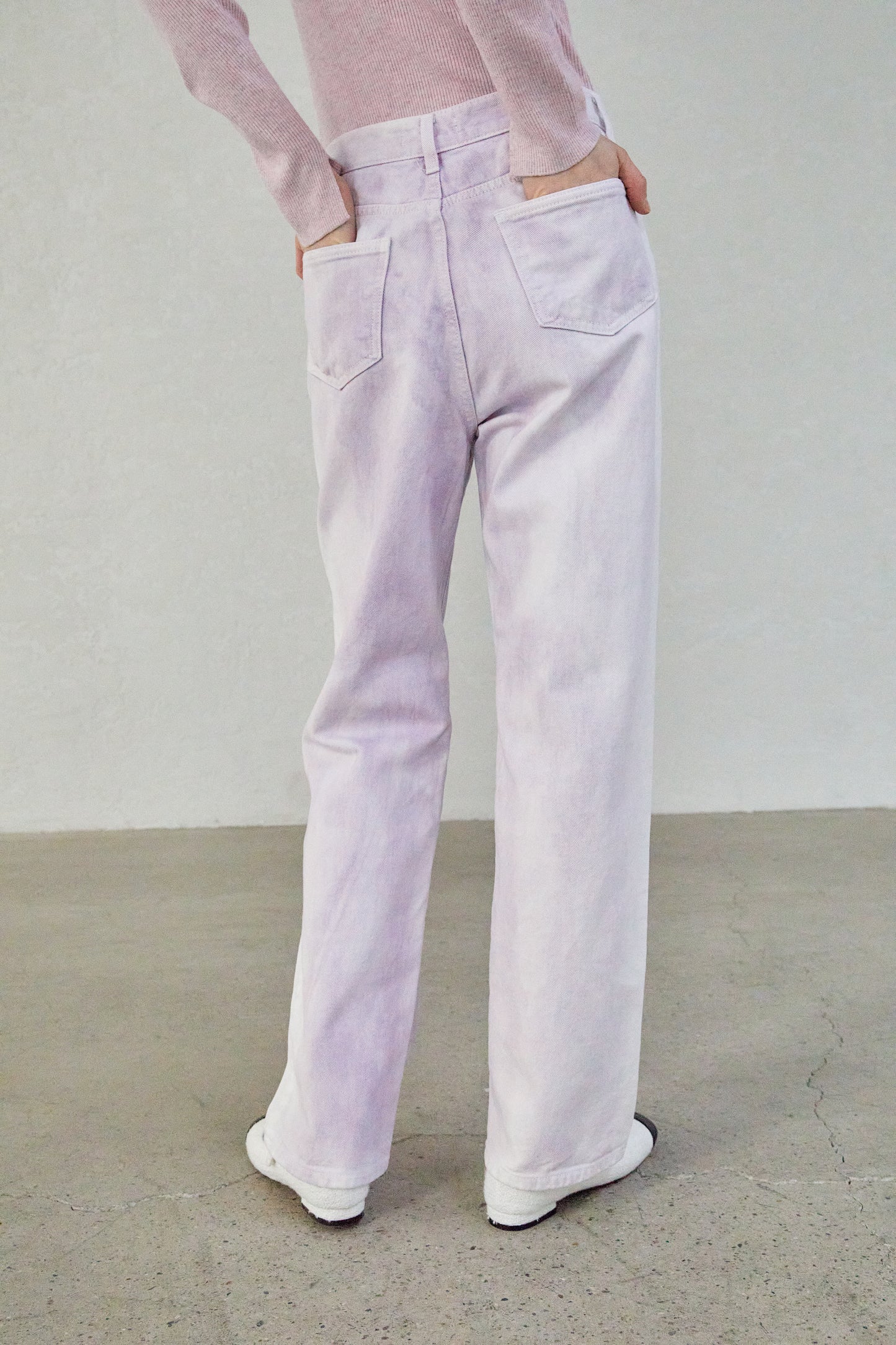 Tie Dye Relaxed Jeans, Lilac