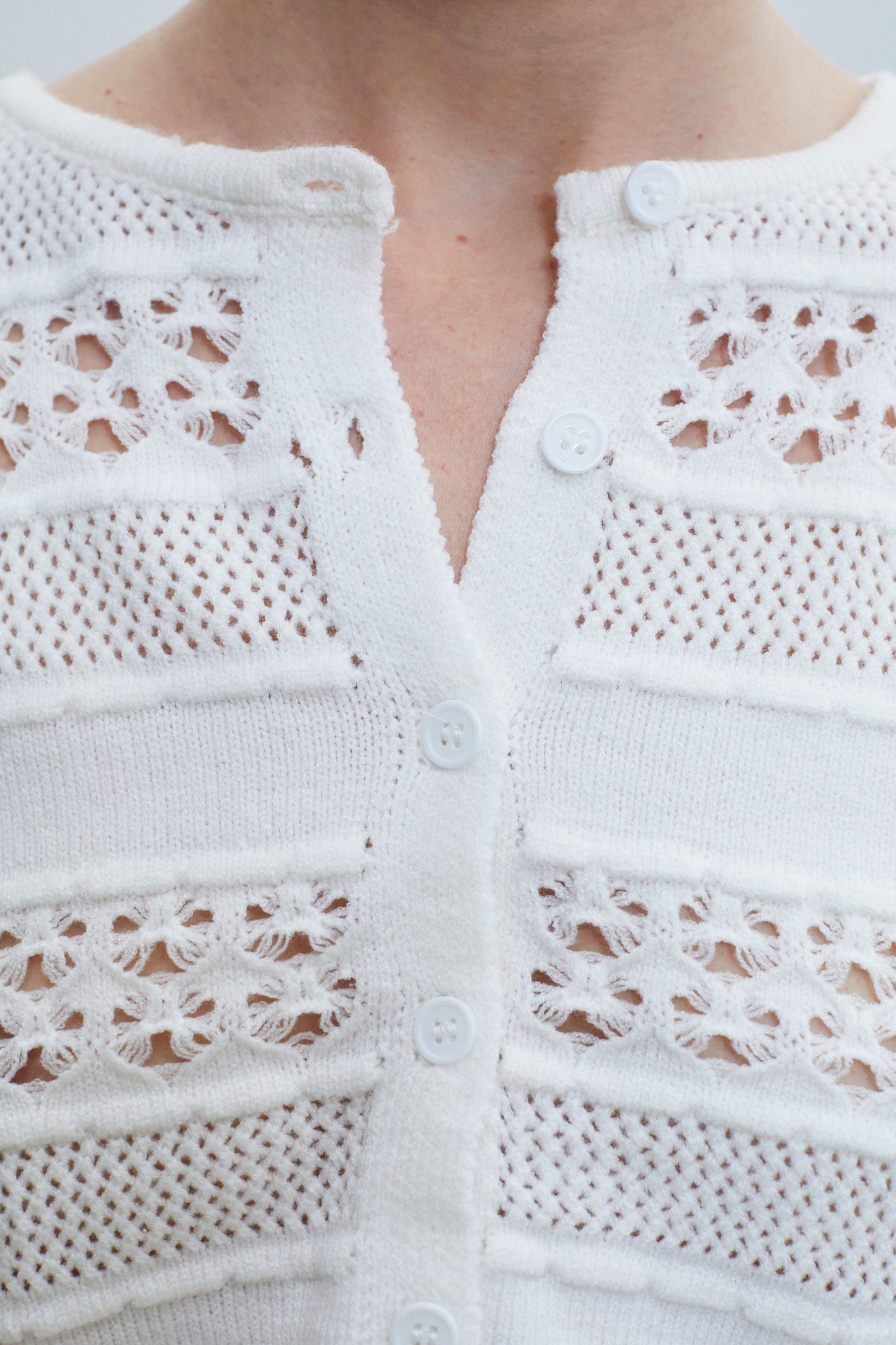 Crochet Lace Knit Cardigan, White