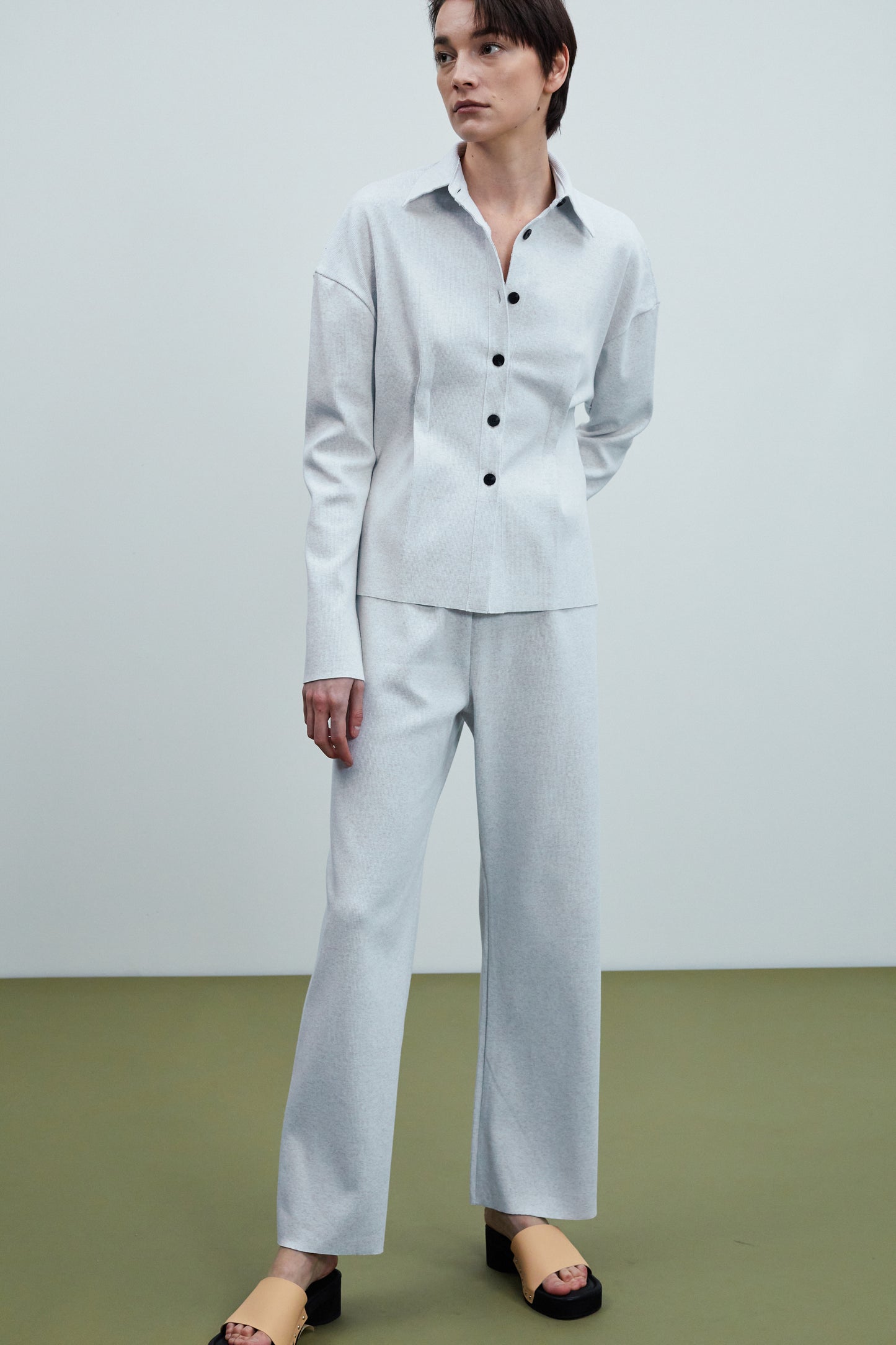 Cotton Lounge Pants, Grey Melange