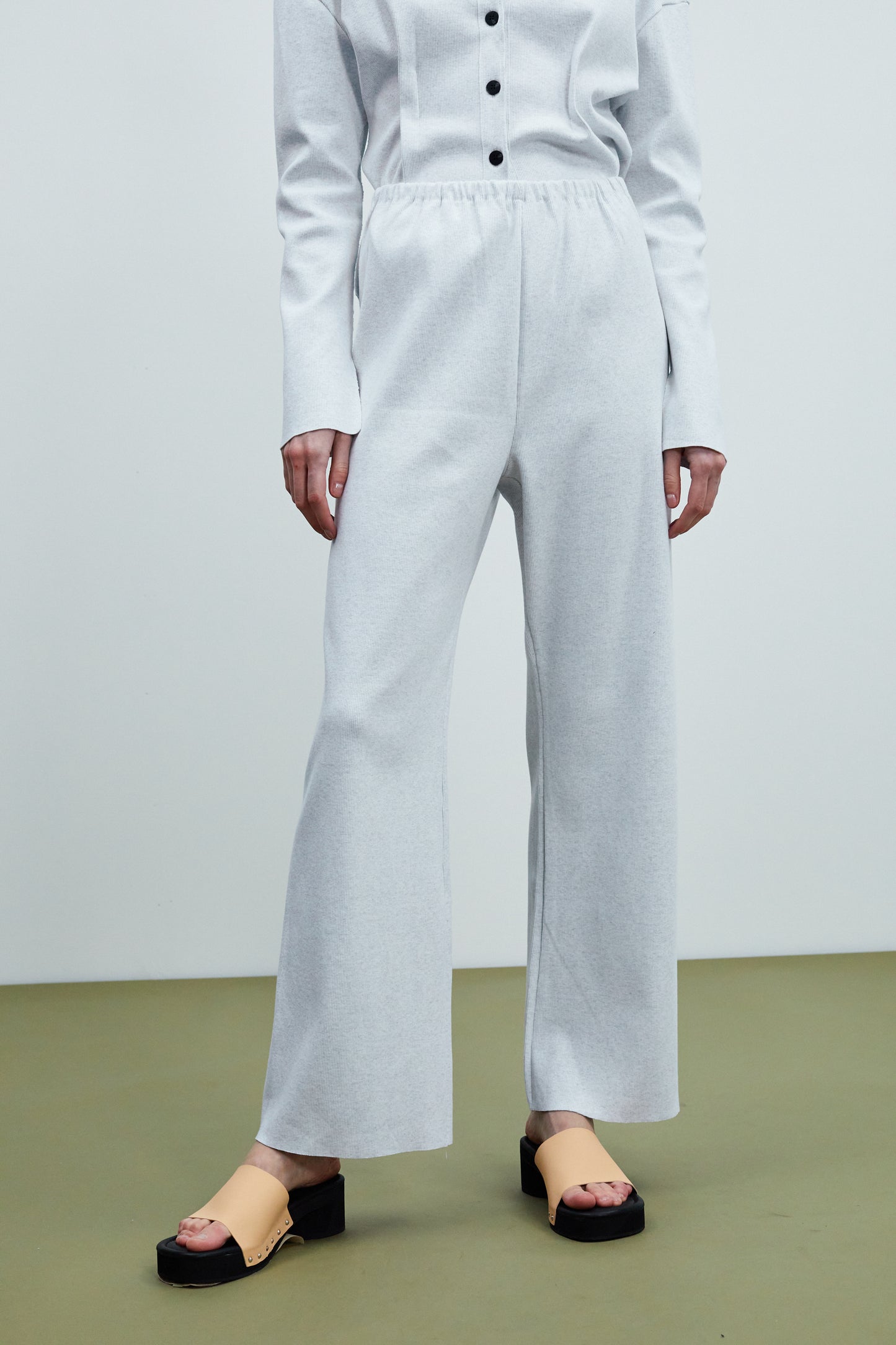 Cotton Lounge Pants, Grey Melange