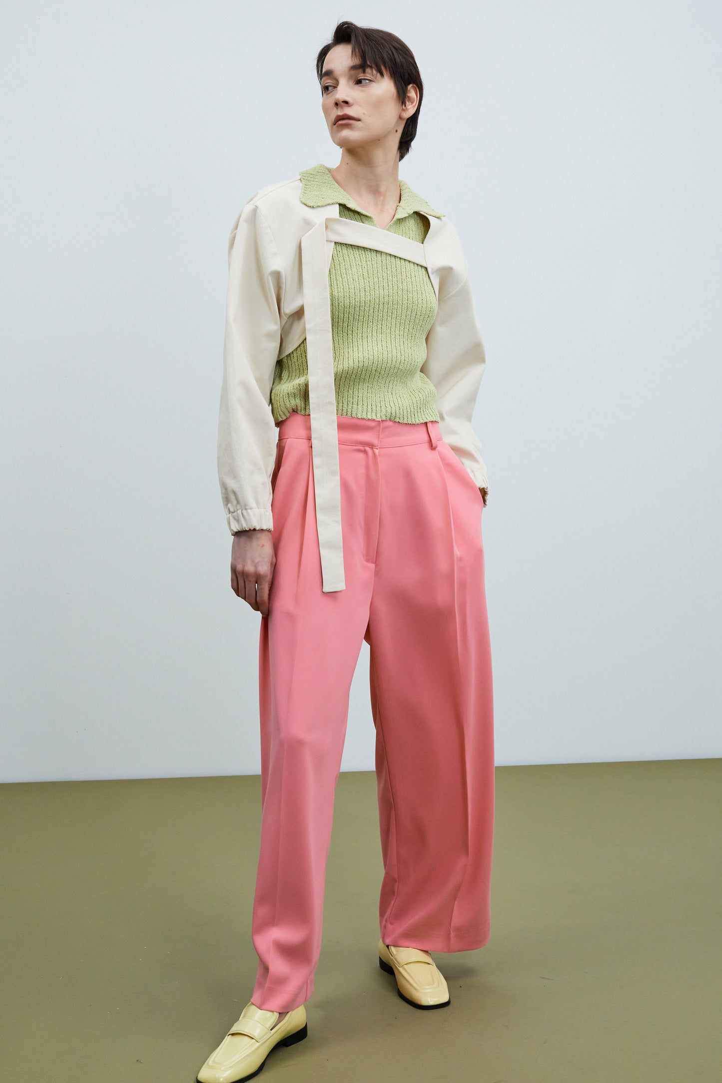 Button Tie Cotton Sleeves, Clay Beige