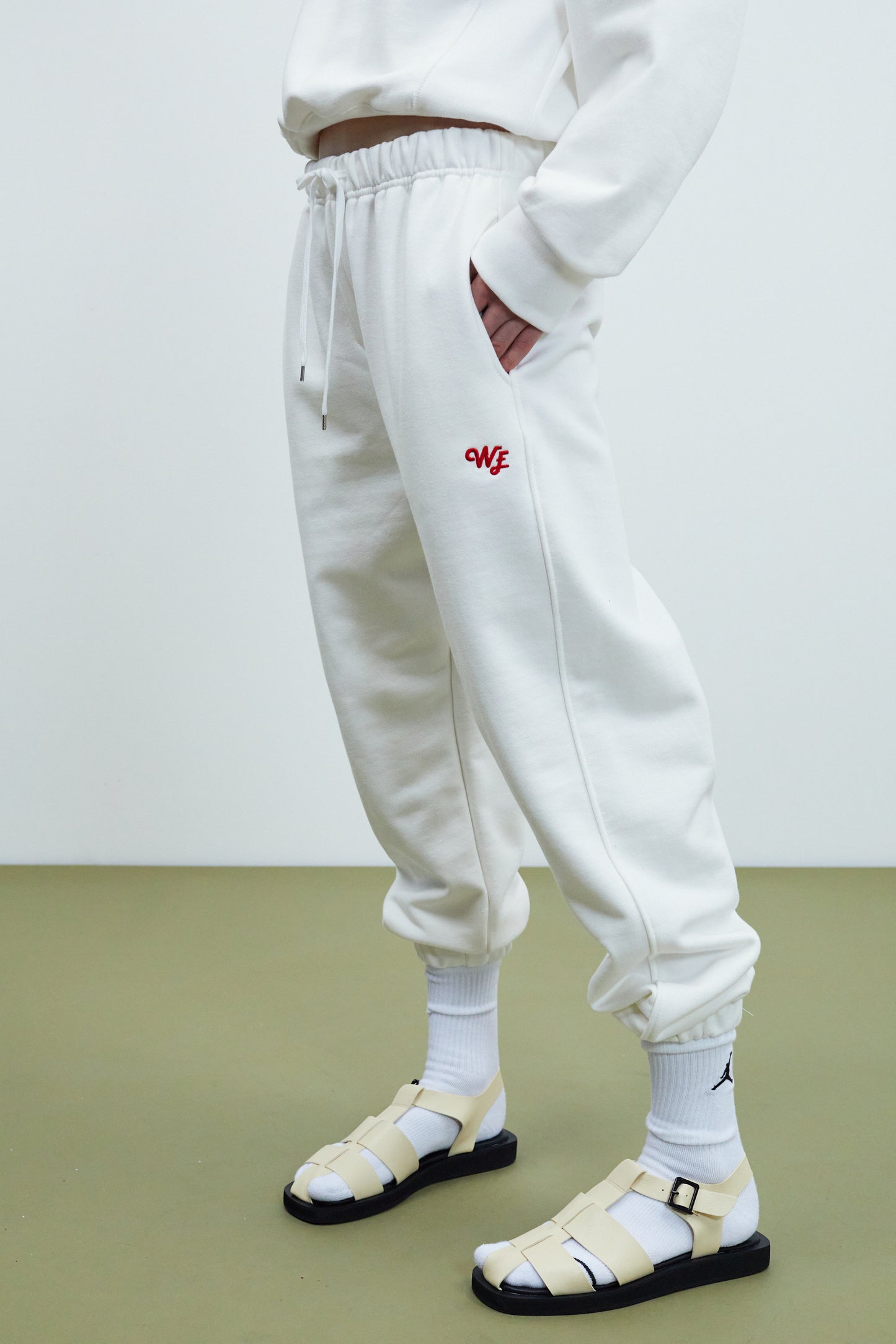 Logo Embroidered Joggers, White