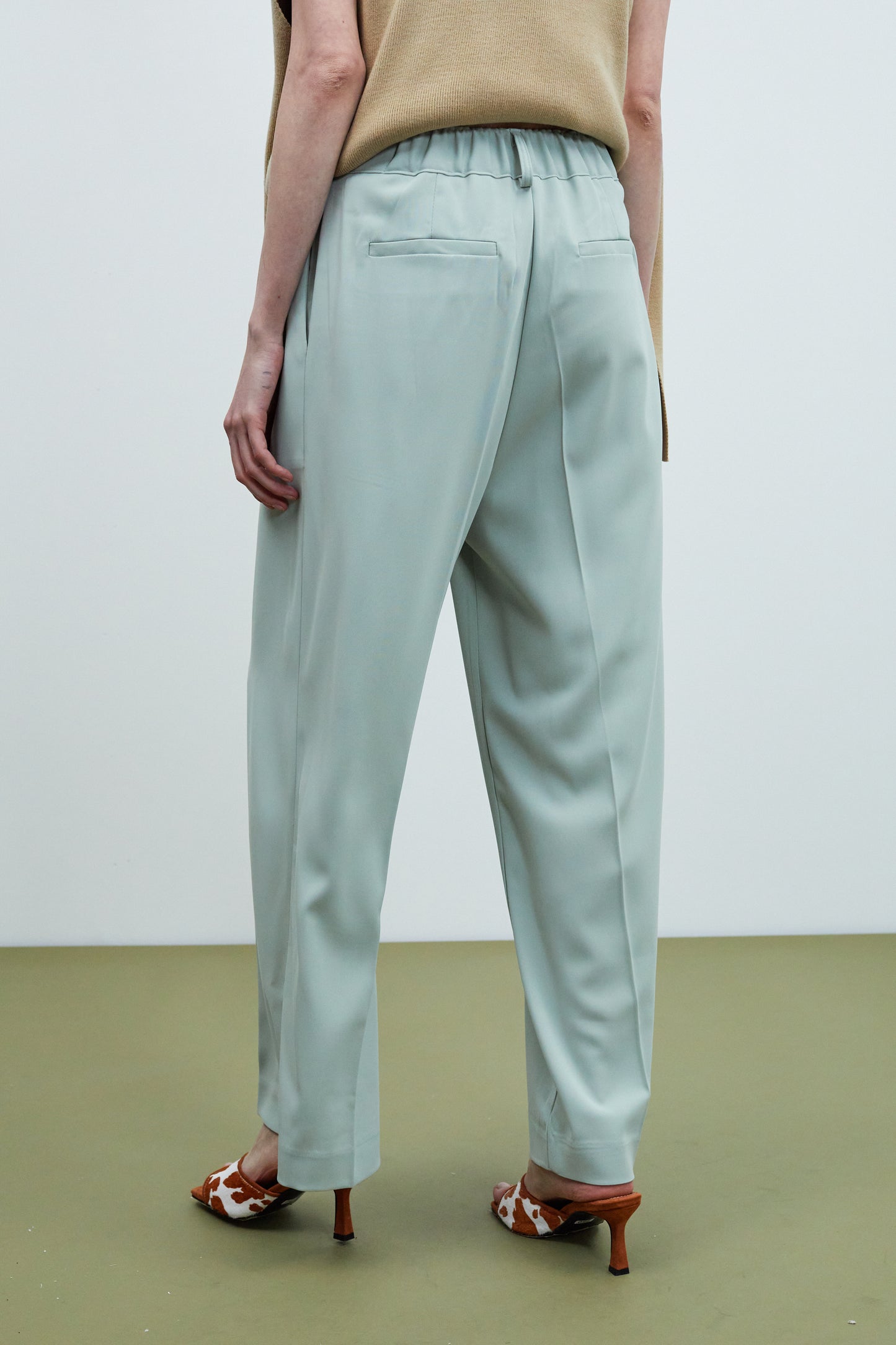 Stretch Waist Loose Fit Trousers, Blue Sage
