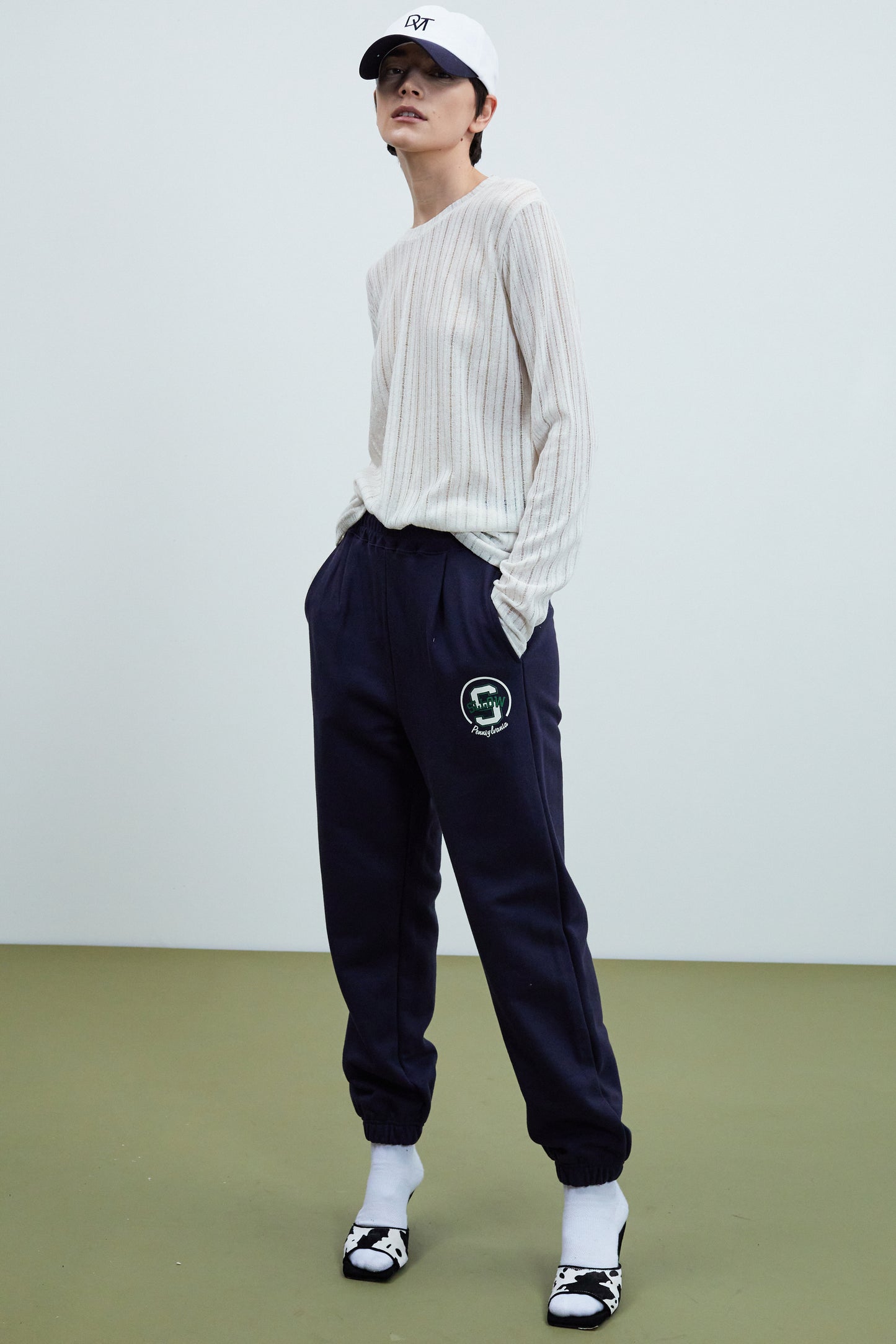 Logo Print Sweatpants, Navy