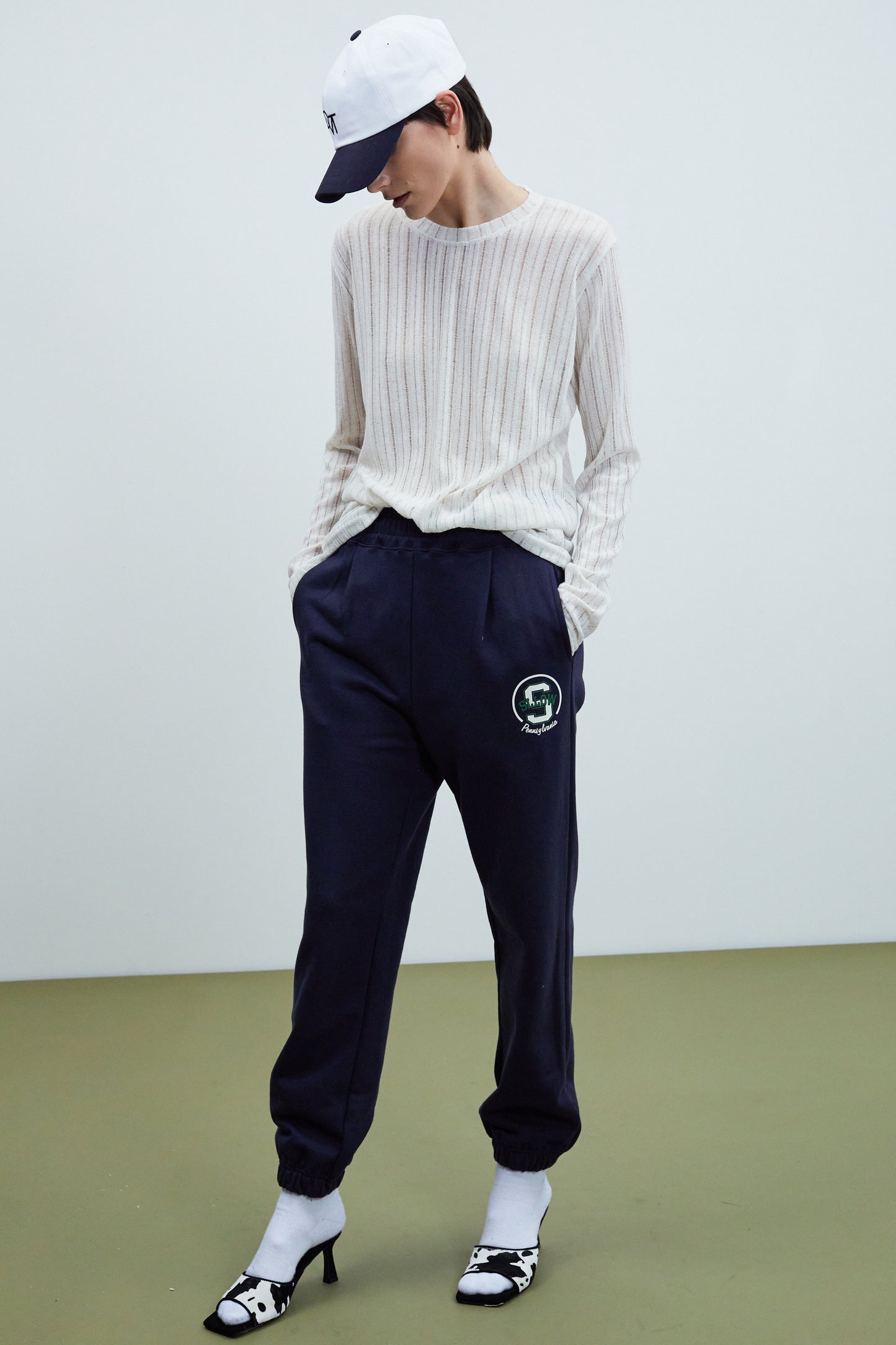 Logo Print Sweatpants, Navy