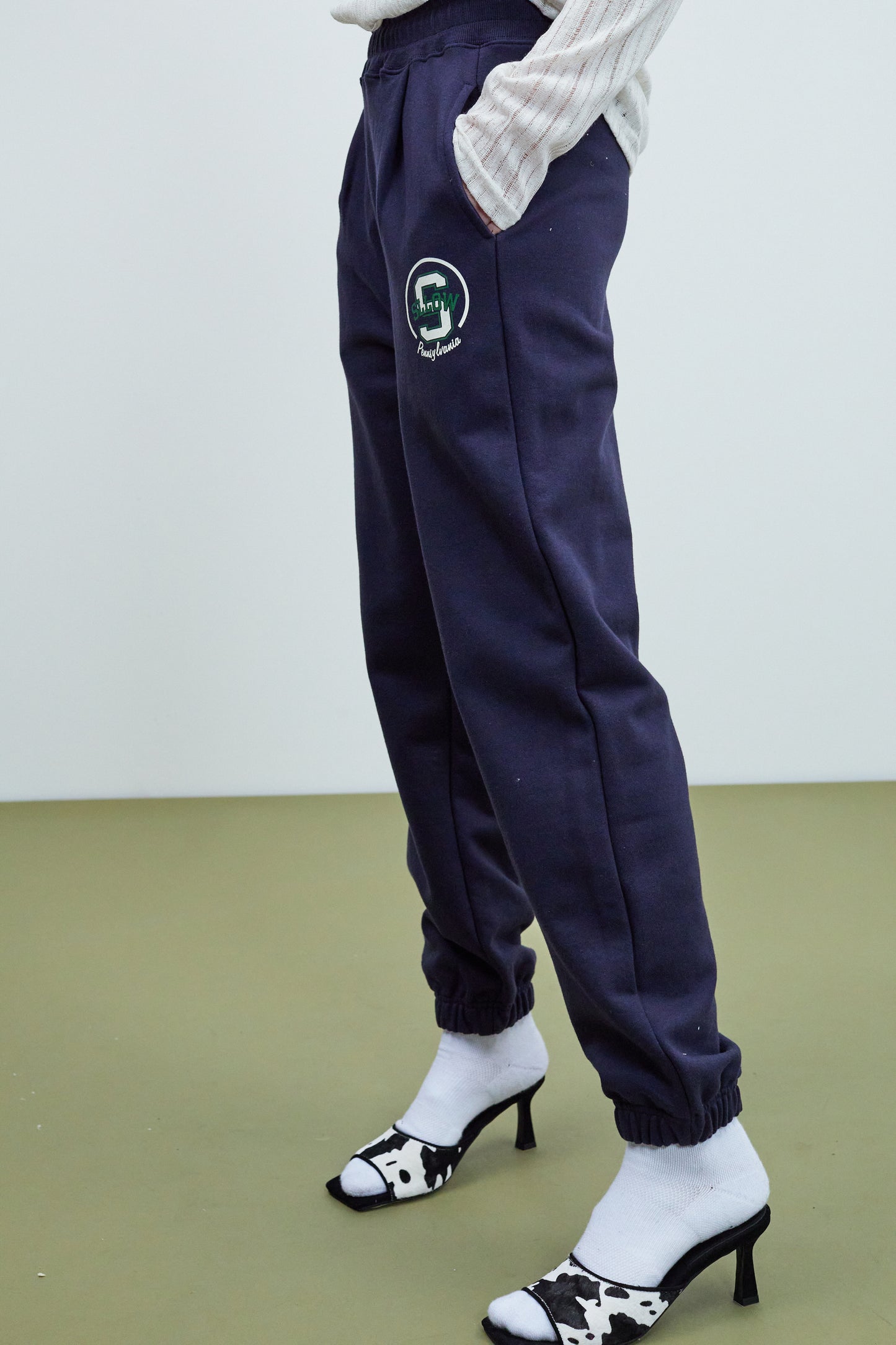 Logo Print Sweatpants, Navy