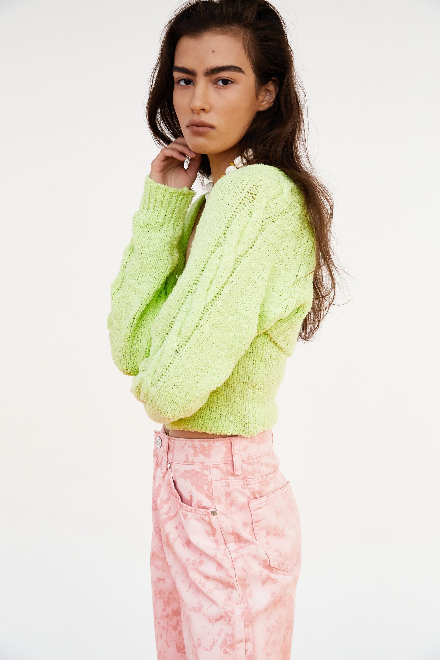 Strapless Knit Shrug Set, Pistachio
