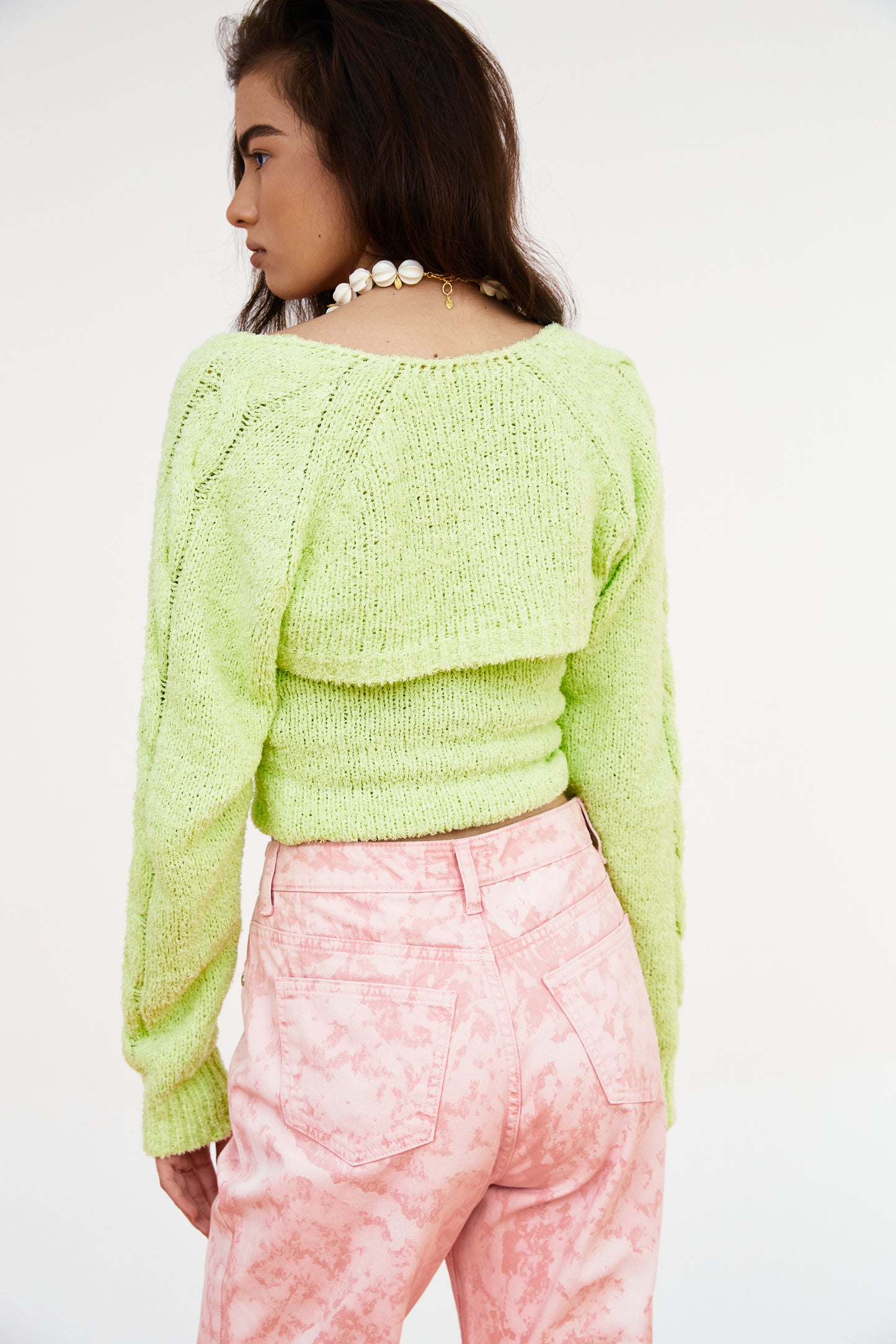 Strapless Knit Shrug Set, Pistachio