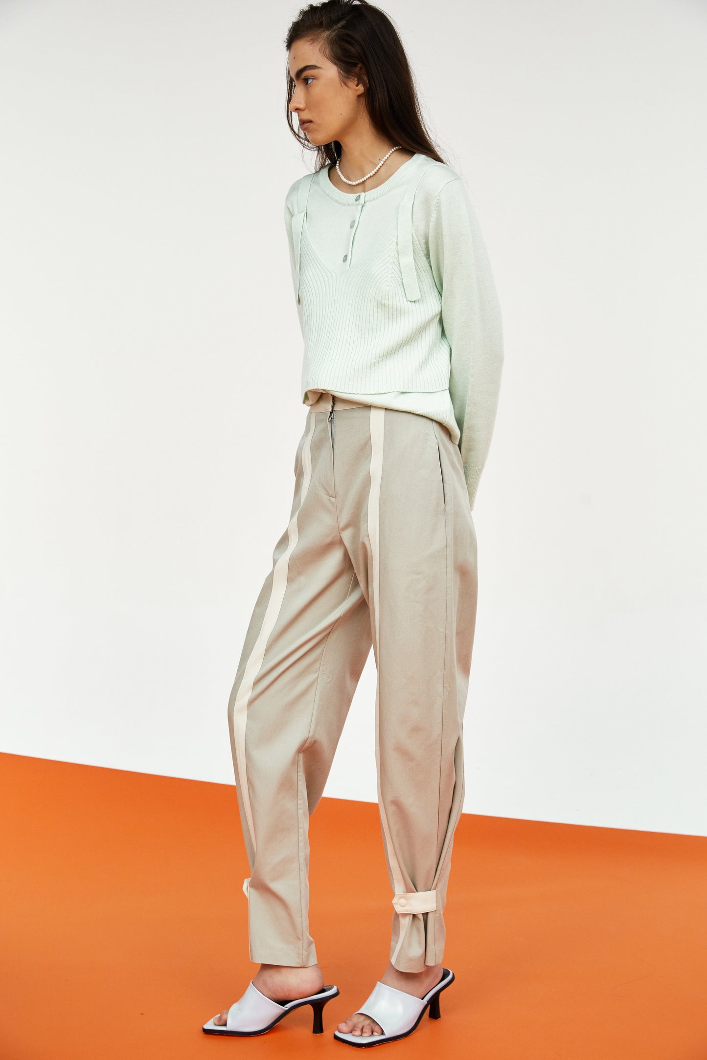 Soft Touch Fine Knit Cardigan & Ribbed Tank Set, Baby Mint