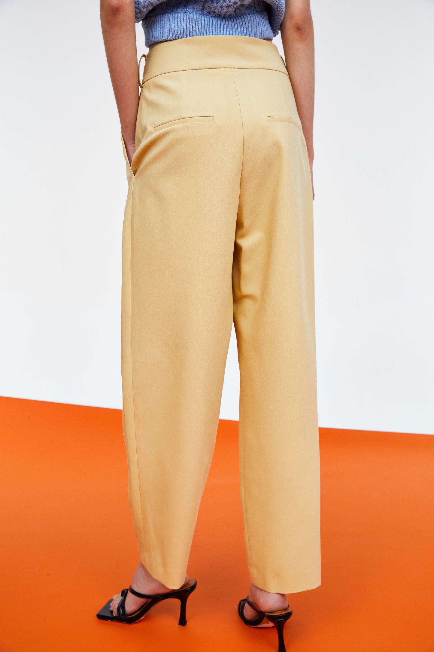 Crossover Velcro Waist Pleat Front Trousers, Marzipan