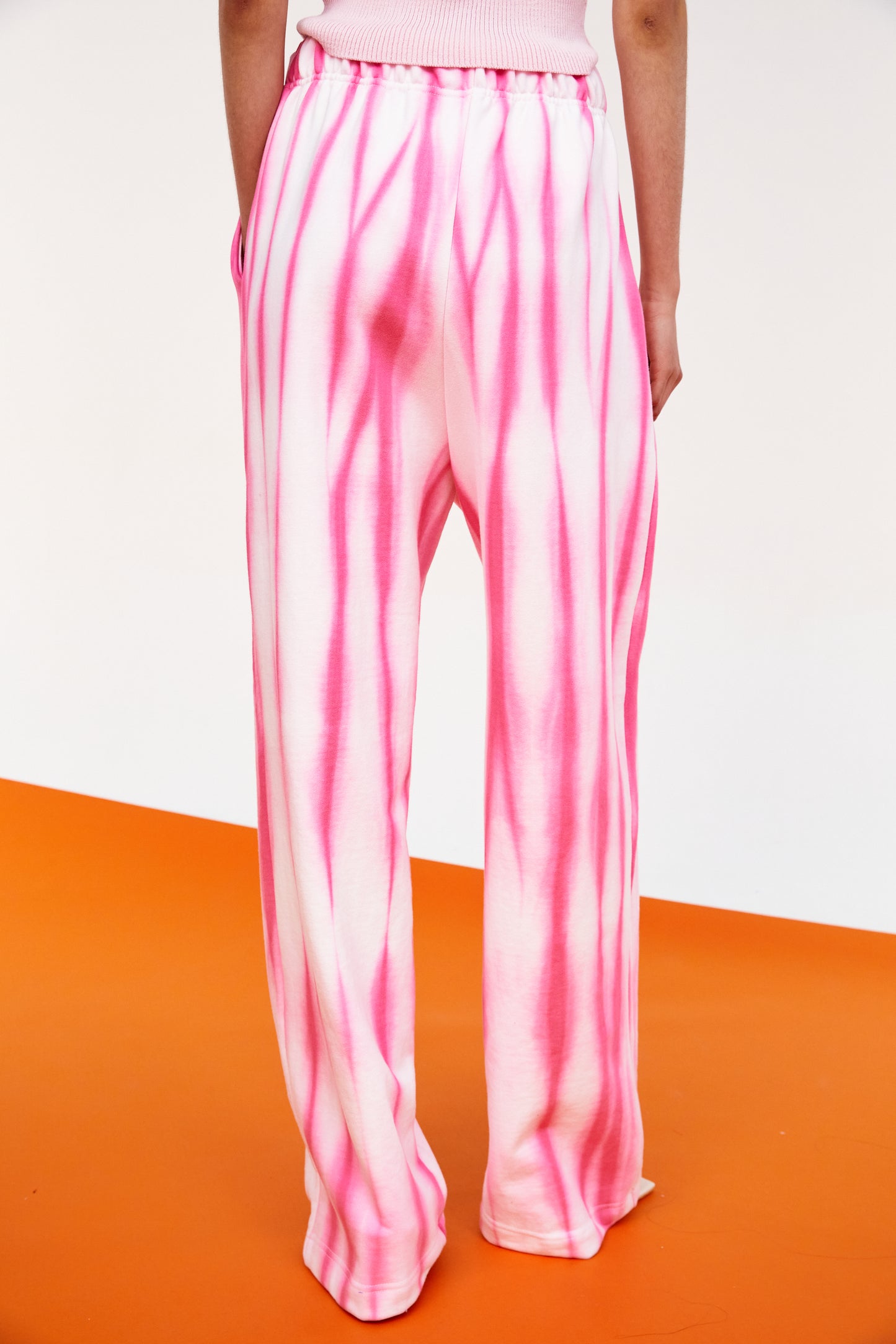 Watercolor Tie Dye Wide Sweatpants, Magenta