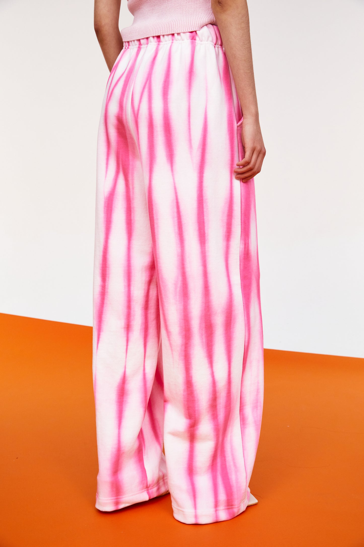 Watercolor Tie Dye Wide Sweatpants, Magenta