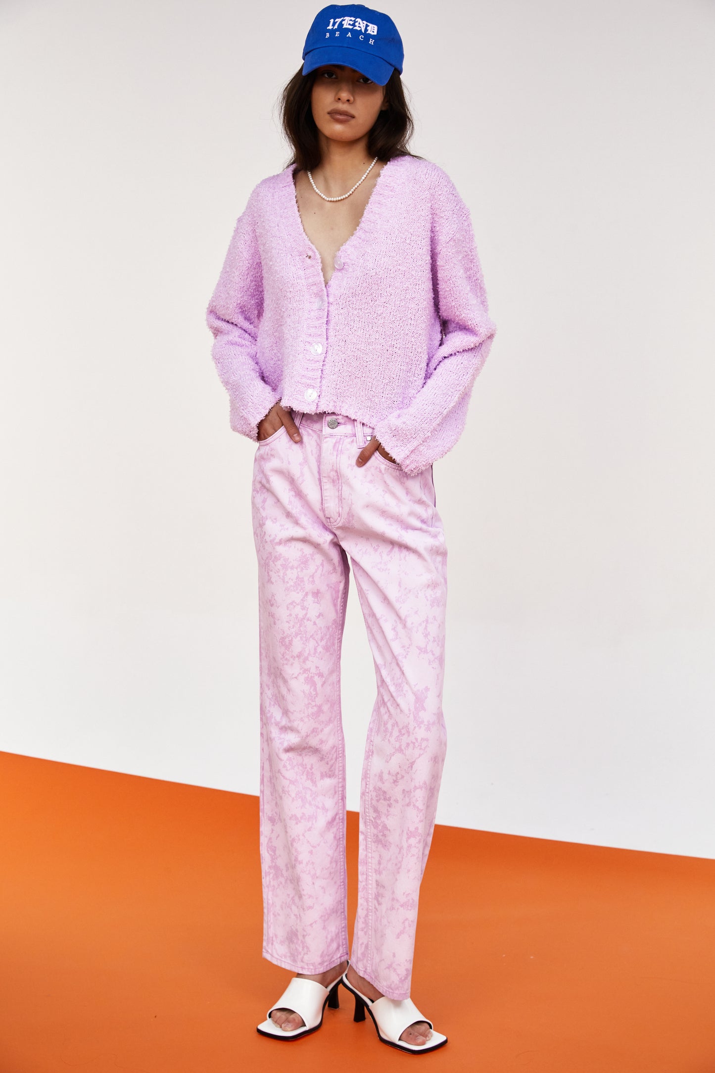 Textured Cardigan, Mauve