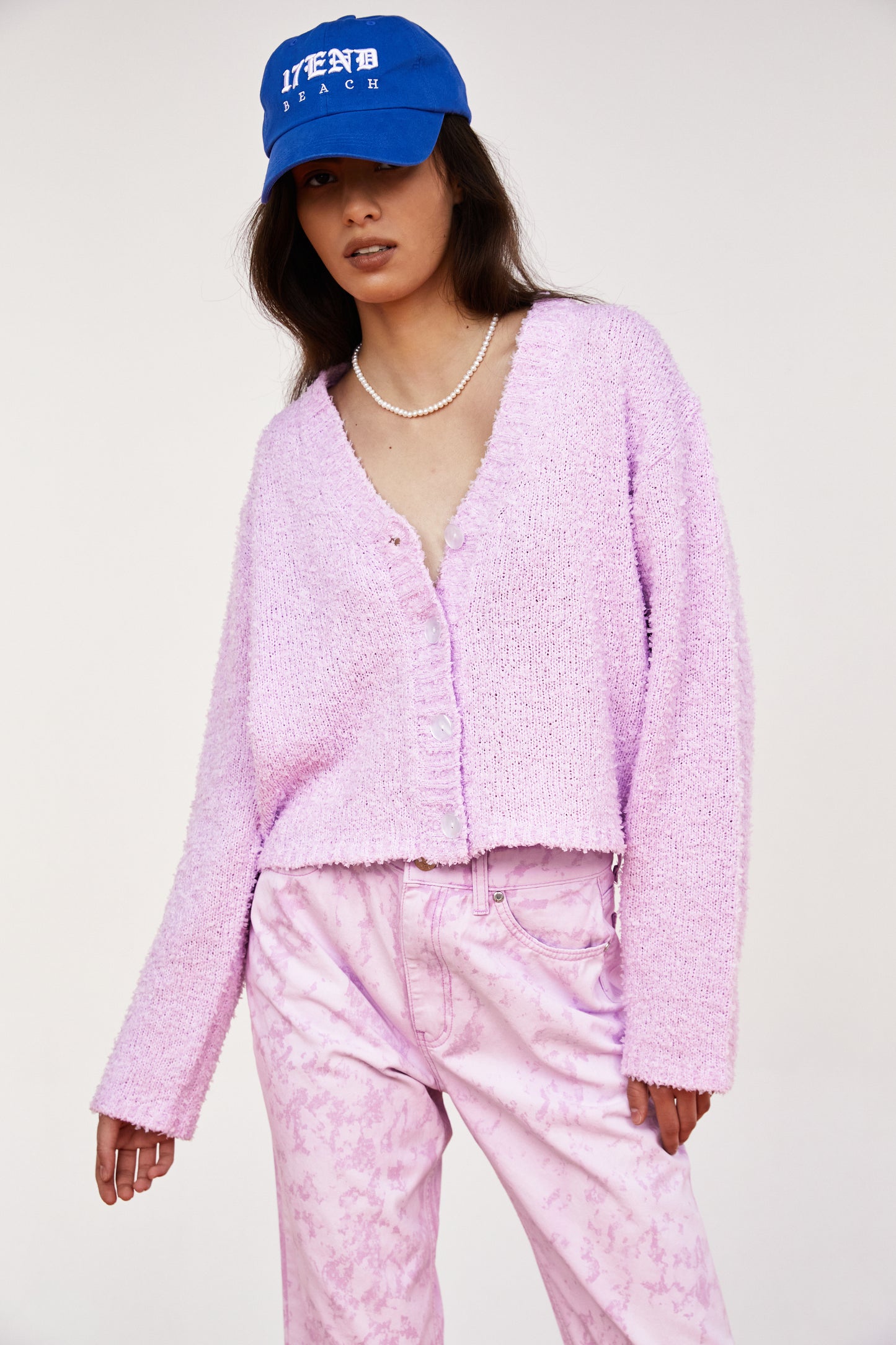 Textured Cardigan, Mauve