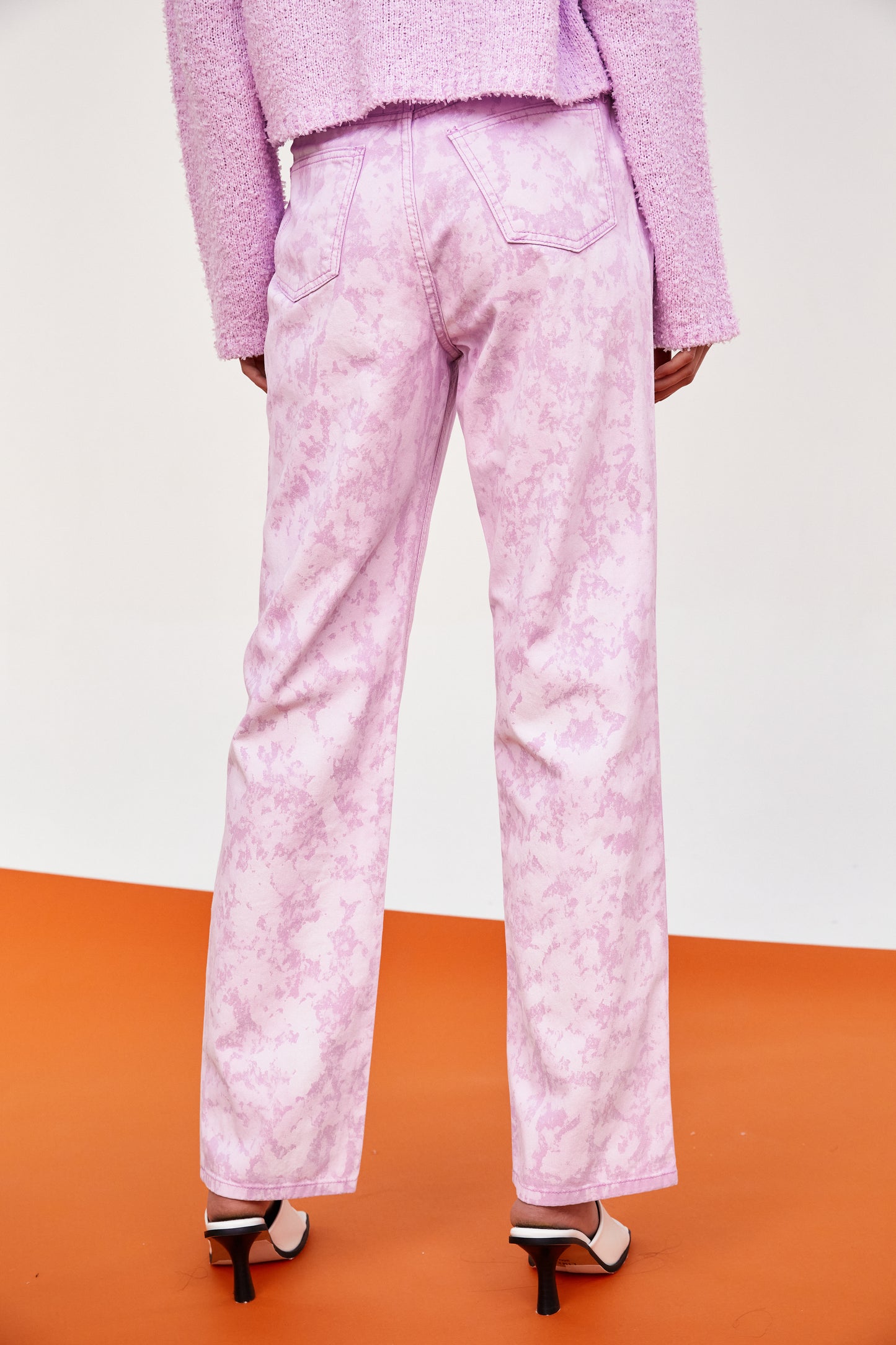 High-Rise Printed Pants, Mauve