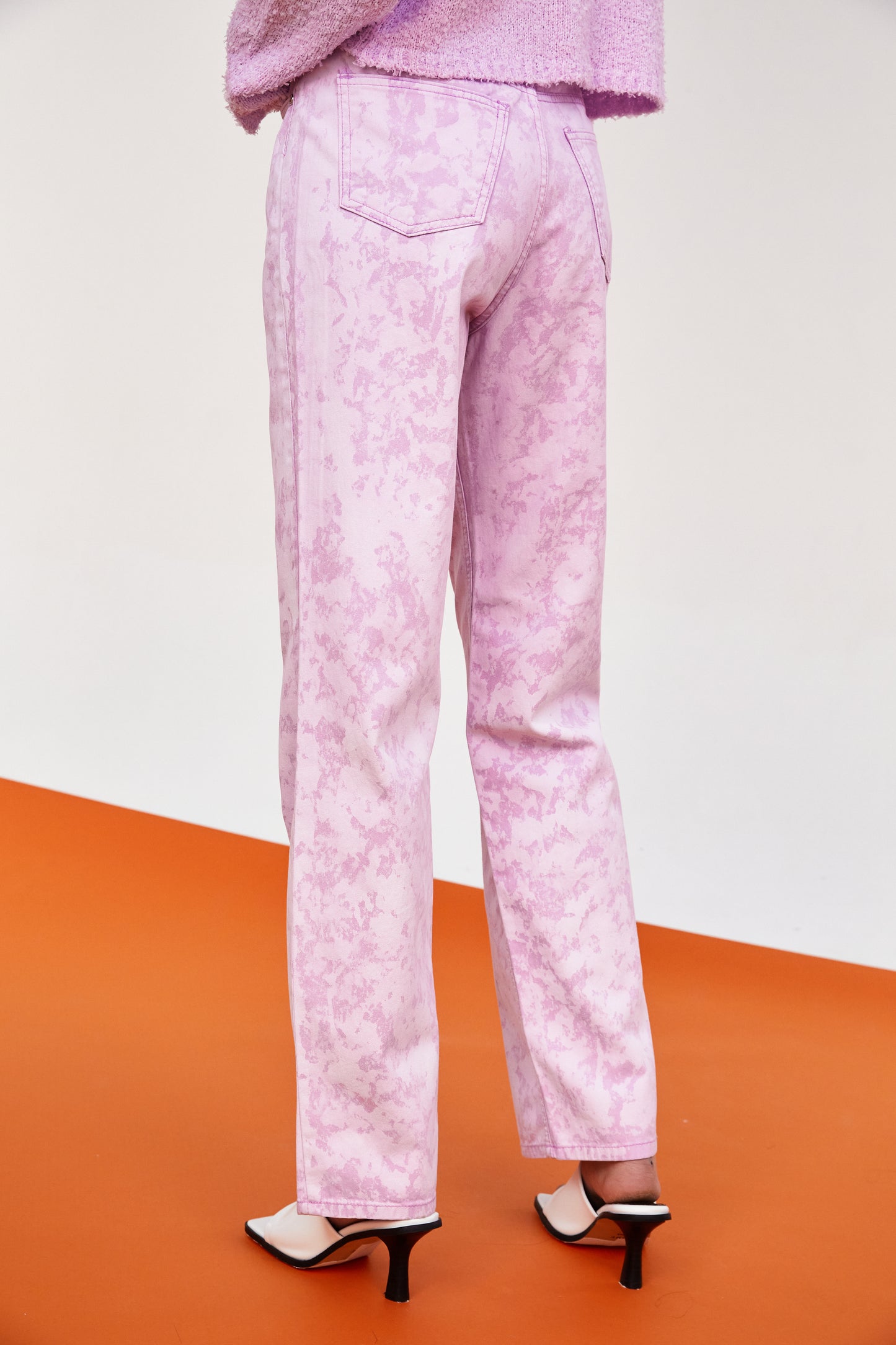 High-Rise Printed Pants, Mauve
