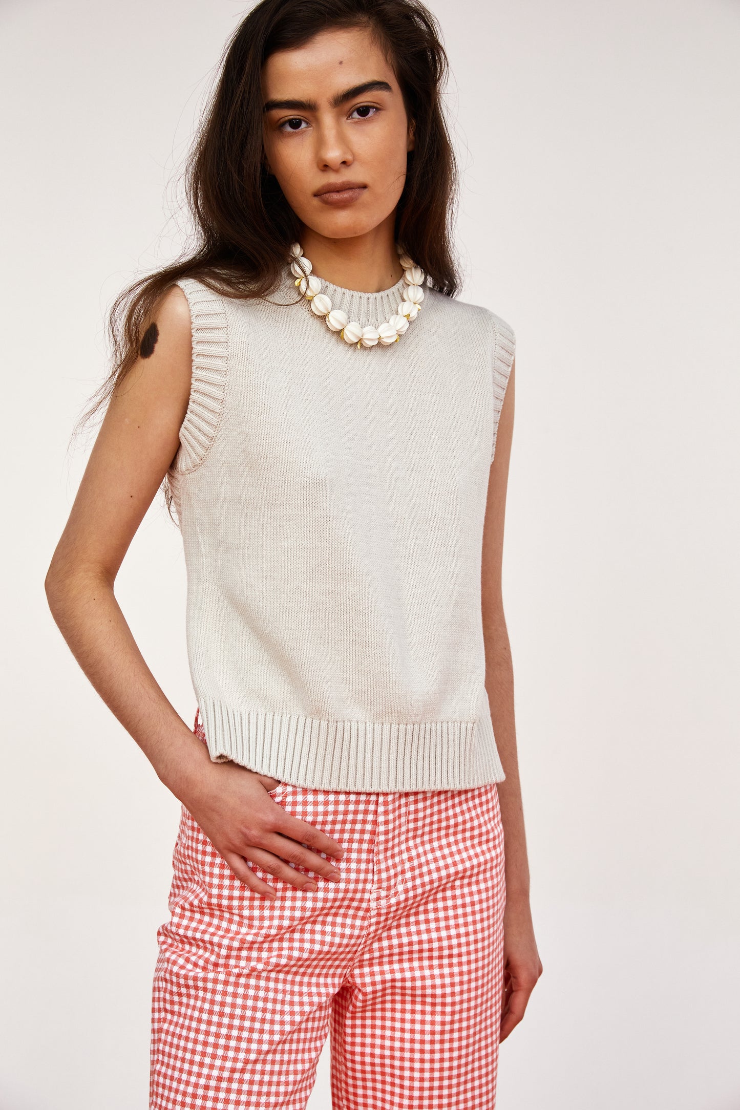 Open Back Boxy Knit Vest, Urban Grey