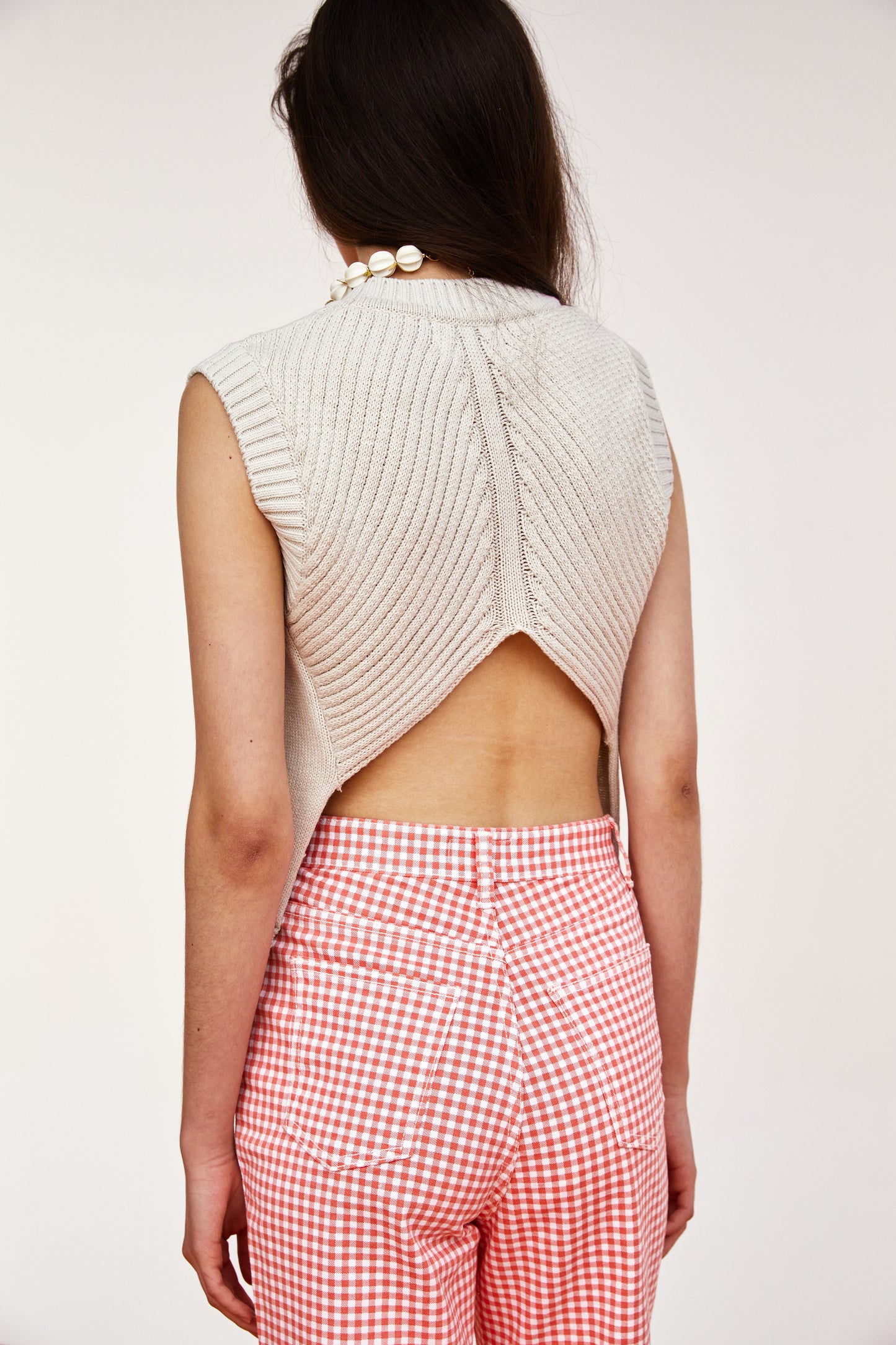 Open Back Boxy Knit Vest, Urban Grey