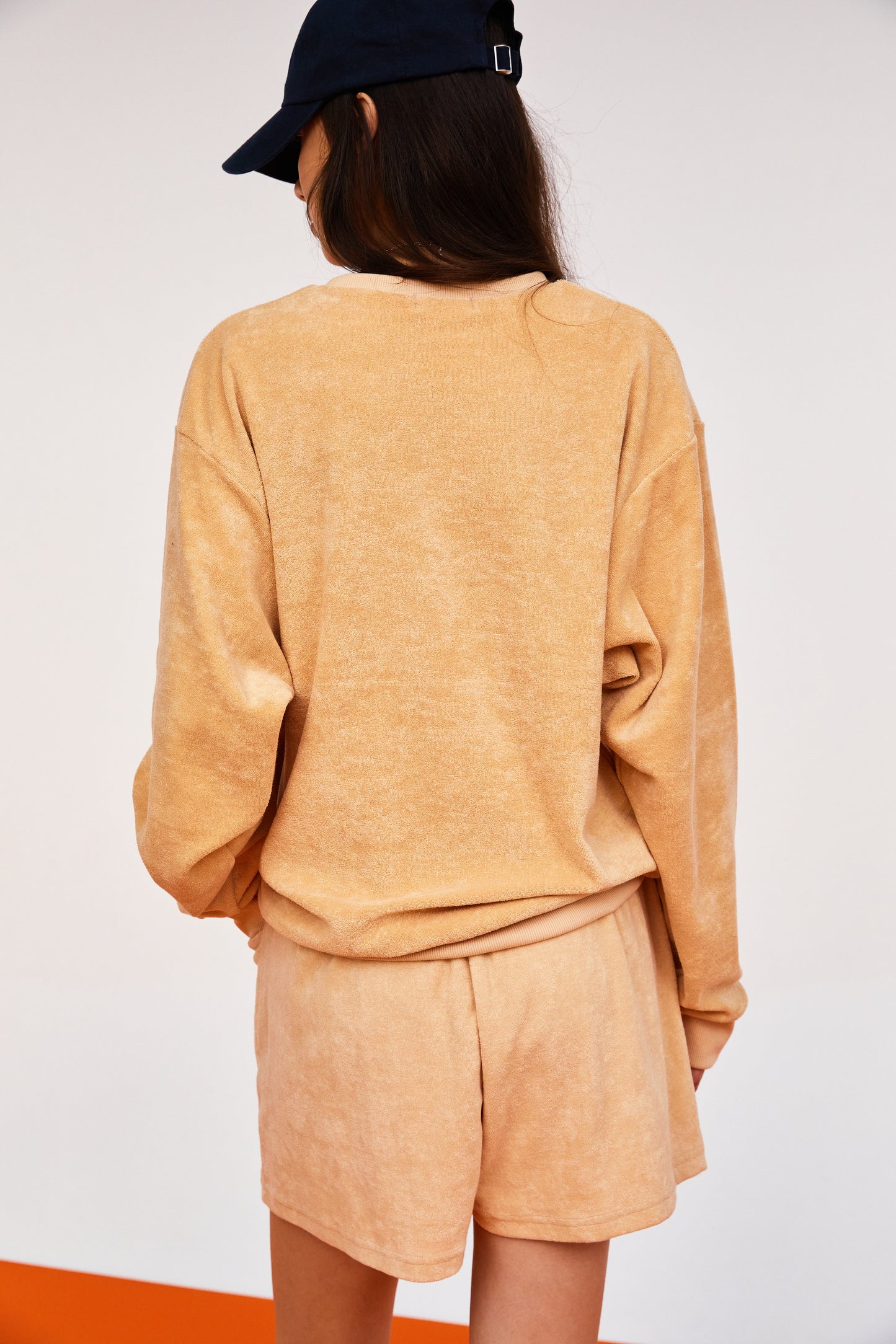 Relaxed Terry Cloth Sweatshirt, Apricot