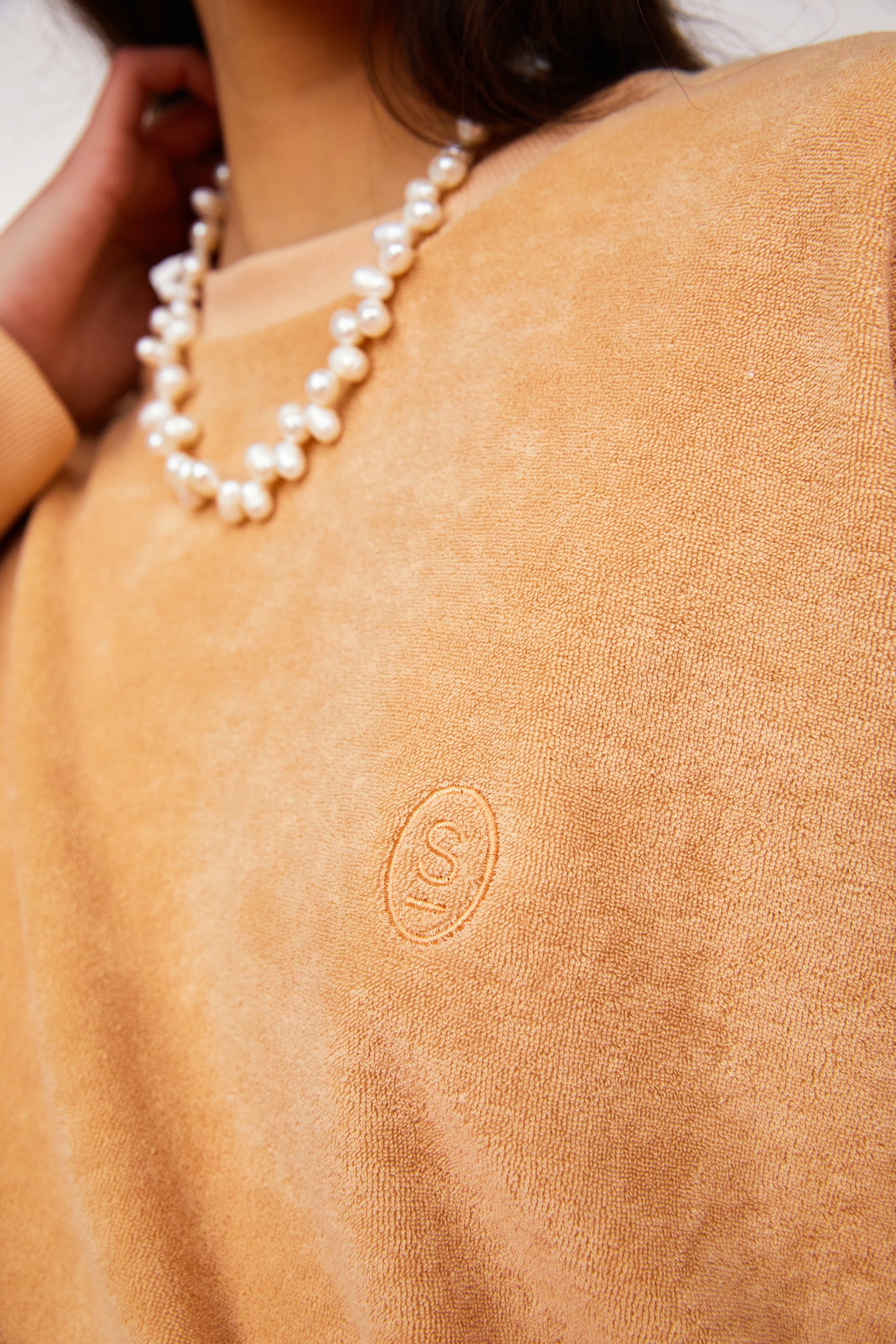 Relaxed Terry Cloth Sweatshirt, Apricot