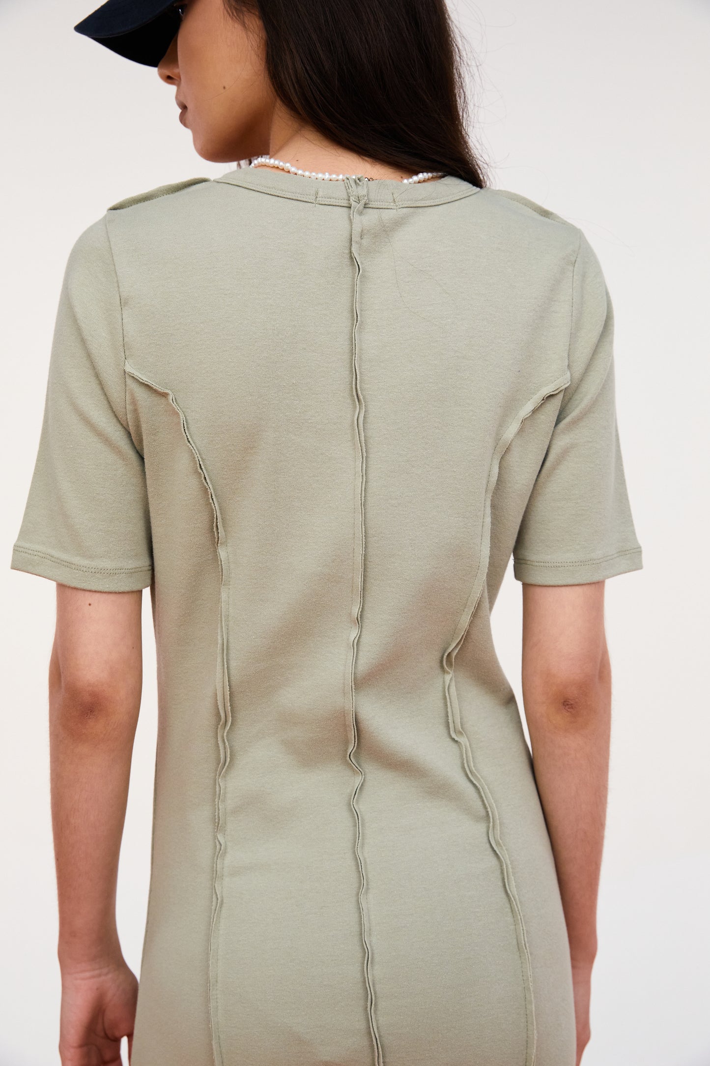 Merrowed Edge Cotton Dress, Khaki