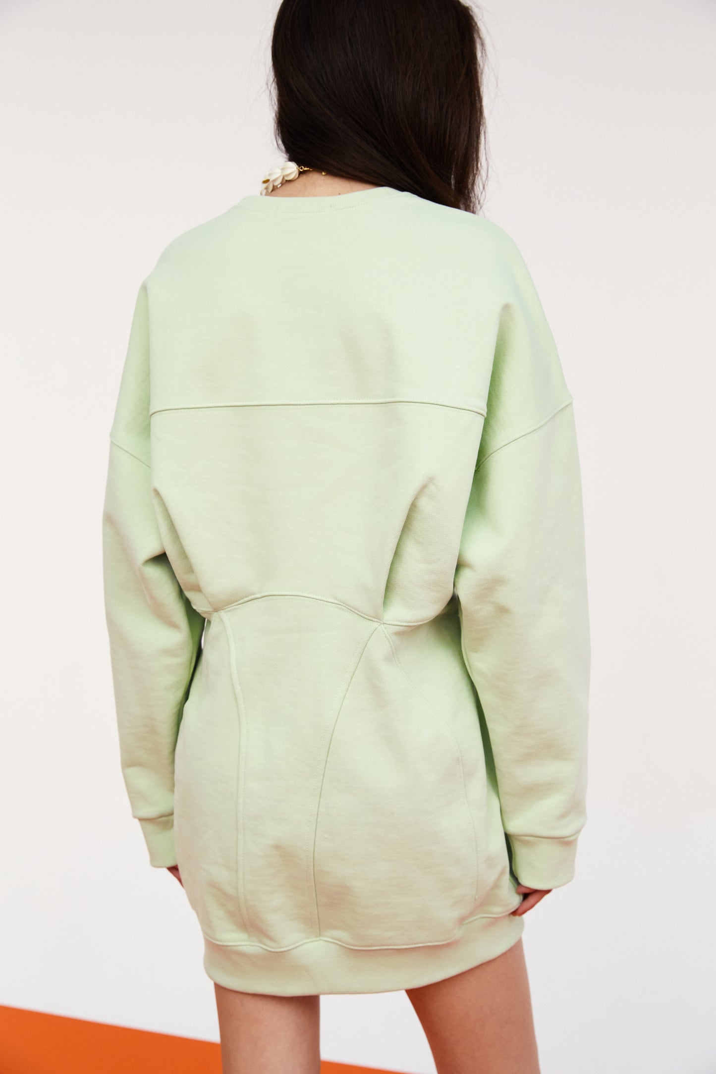 Voluminous Boxy Sweatshirt Dress, Mint