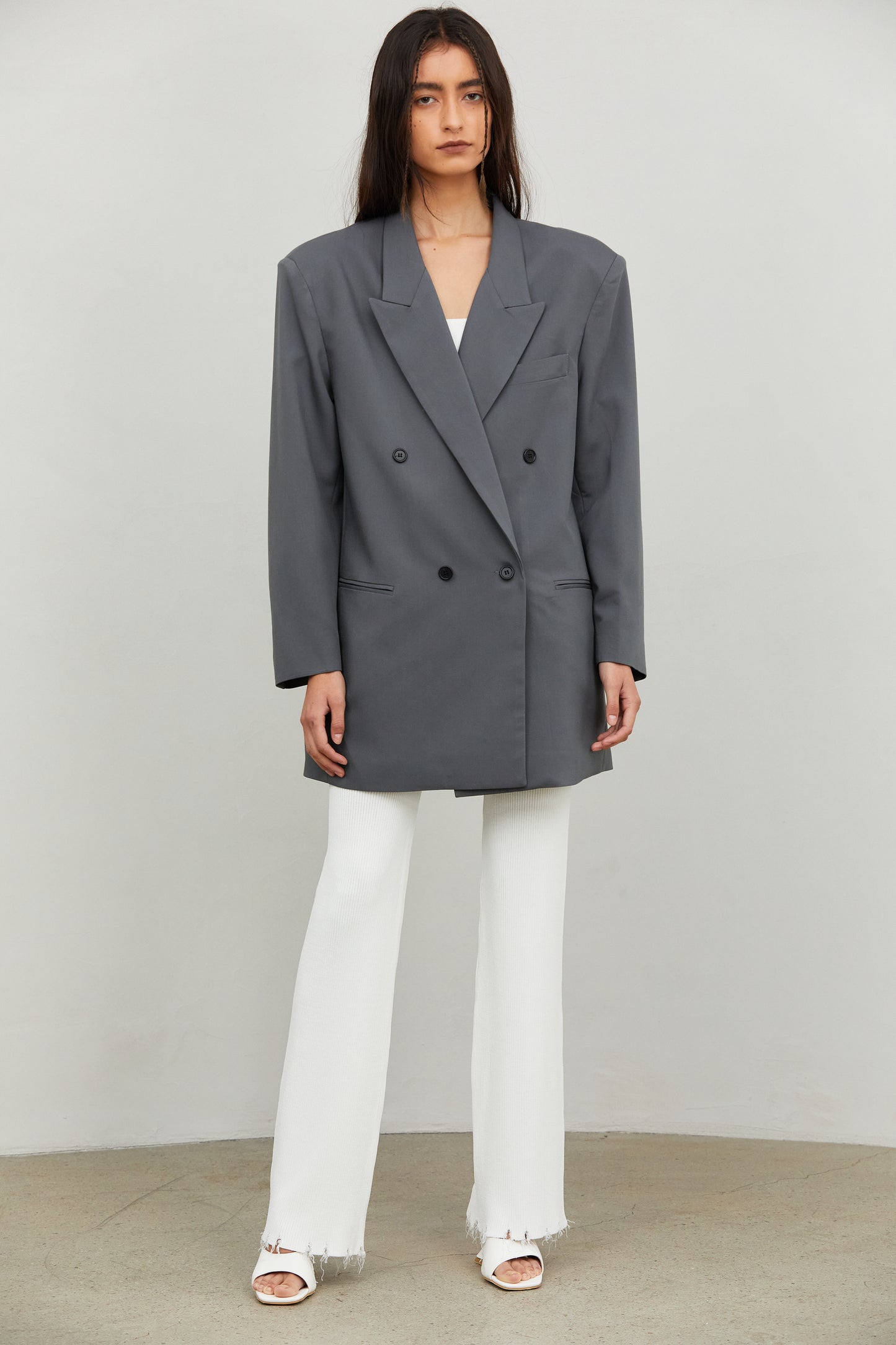 Double Breasted Boyfriend Blazer, Spruce