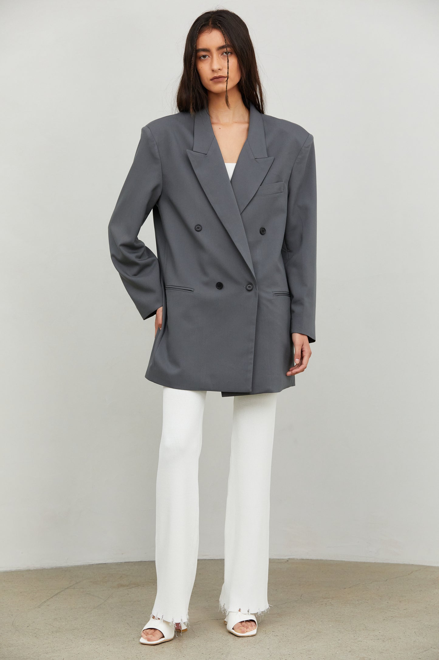 Double Breasted Boyfriend Blazer, Spruce