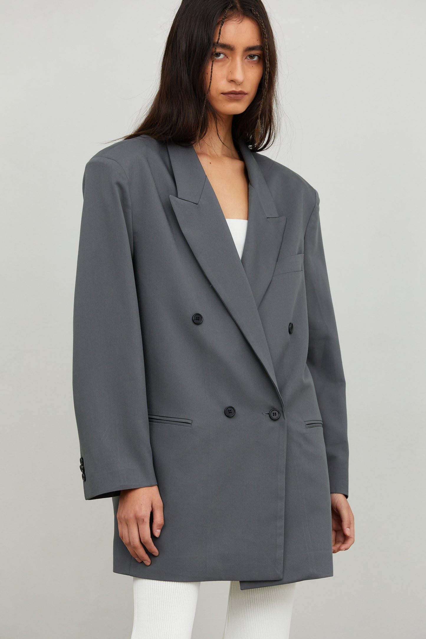Double Breasted Boyfriend Blazer, Spruce