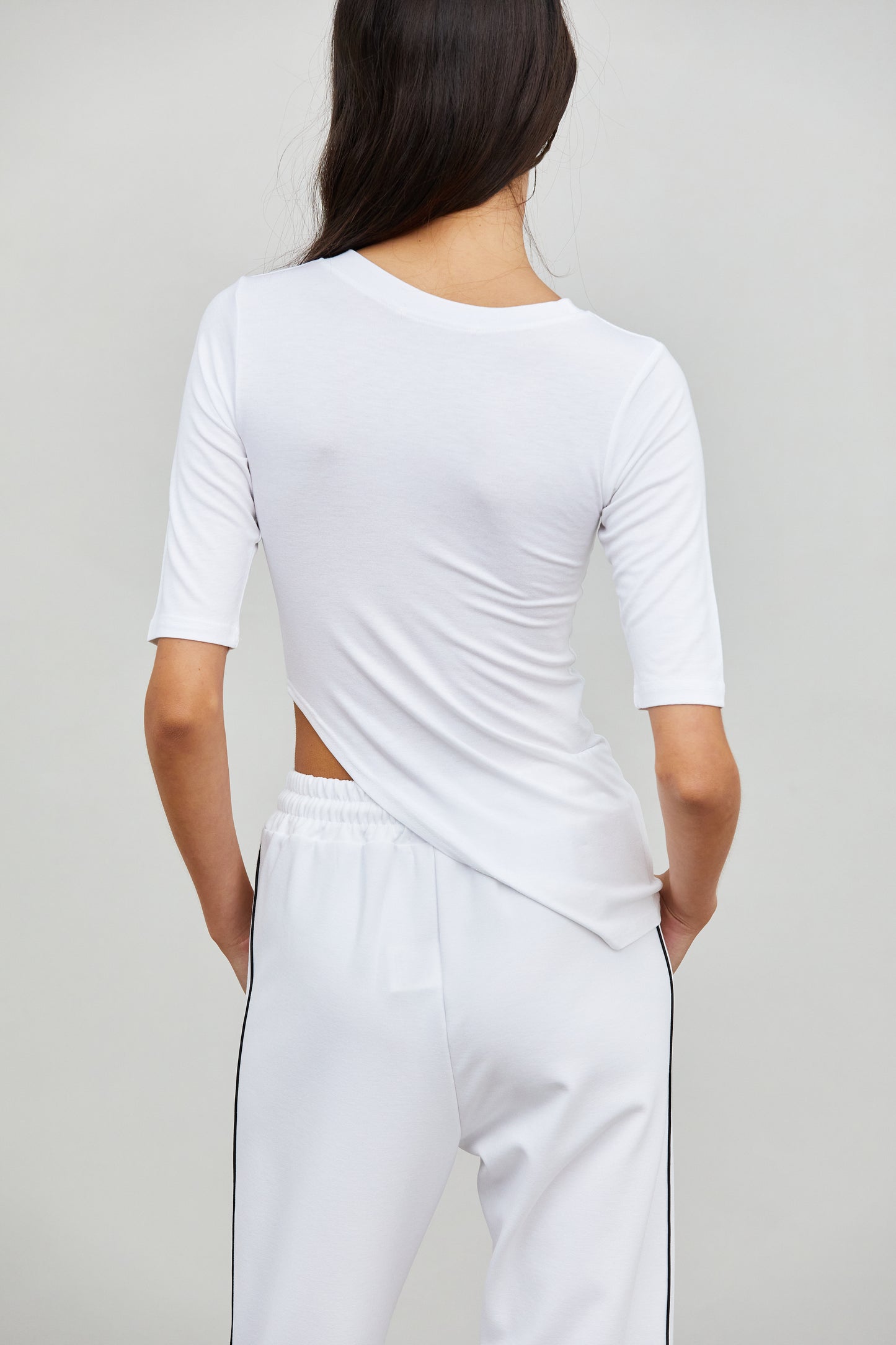 Soft Stretch Asymmetric Tencel Tee, Daisy White