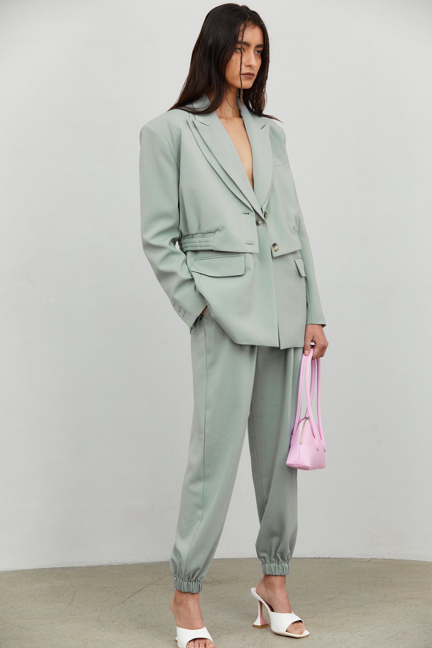 Slouchy Suit Joggers, Celadon
