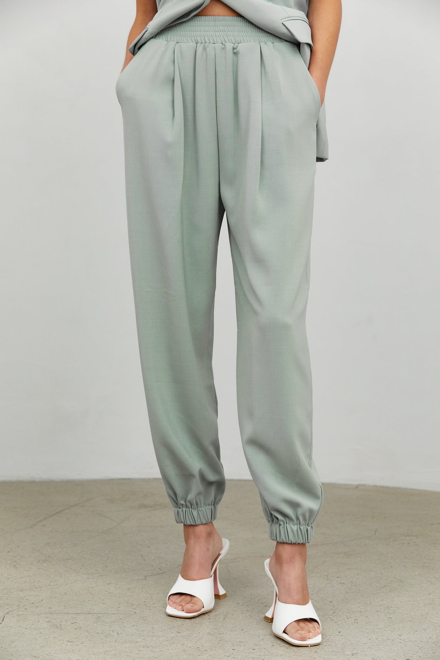 Slouchy Suit Joggers, Celadon