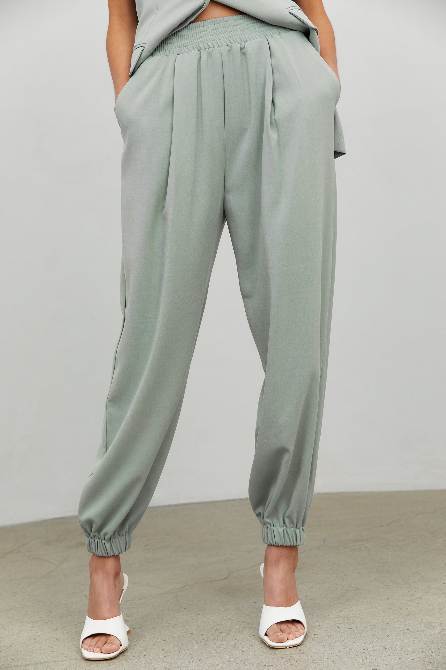 Slouchy Suit Joggers, Celadon
