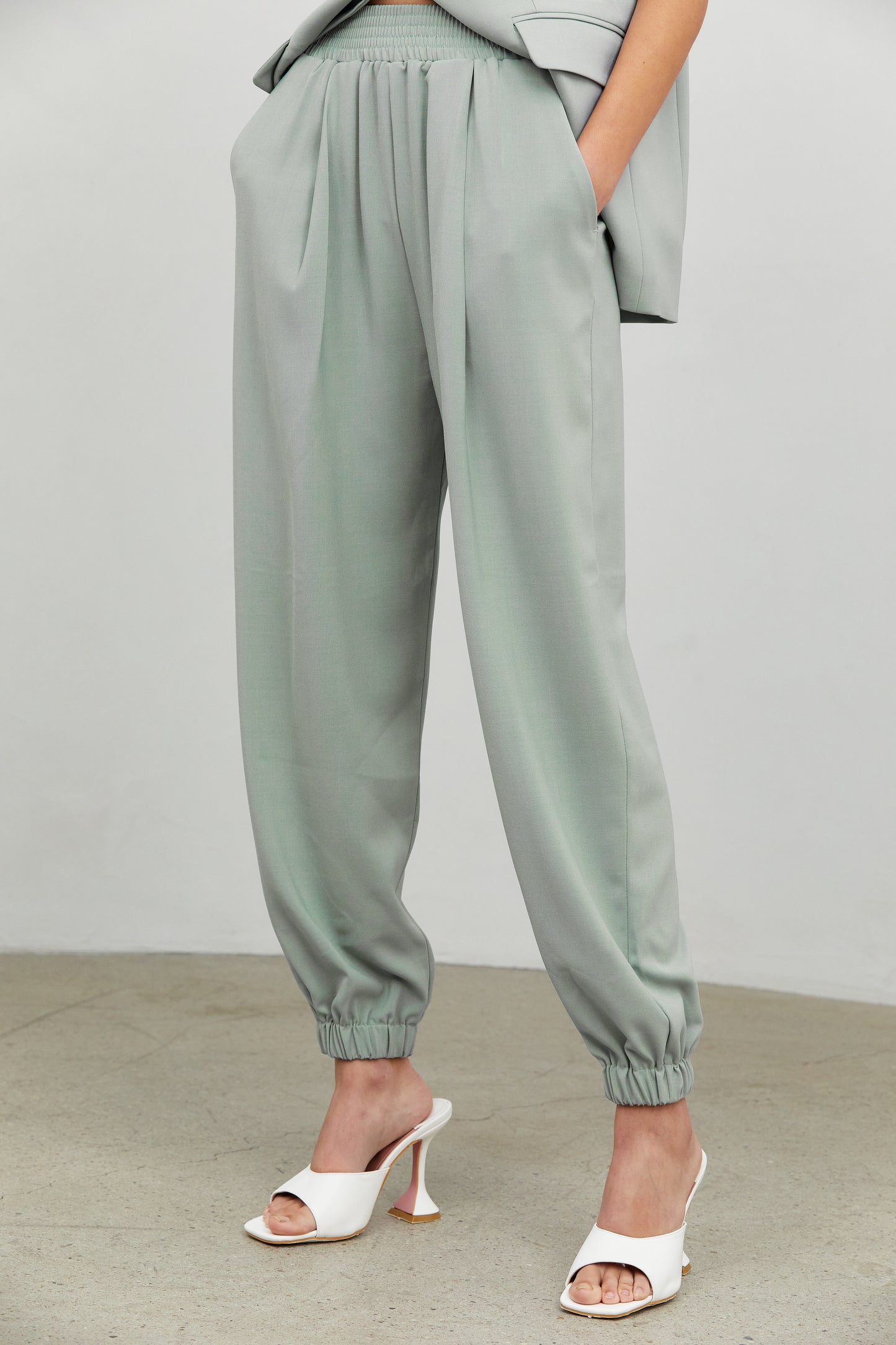 Slouchy Suit Joggers, Celadon