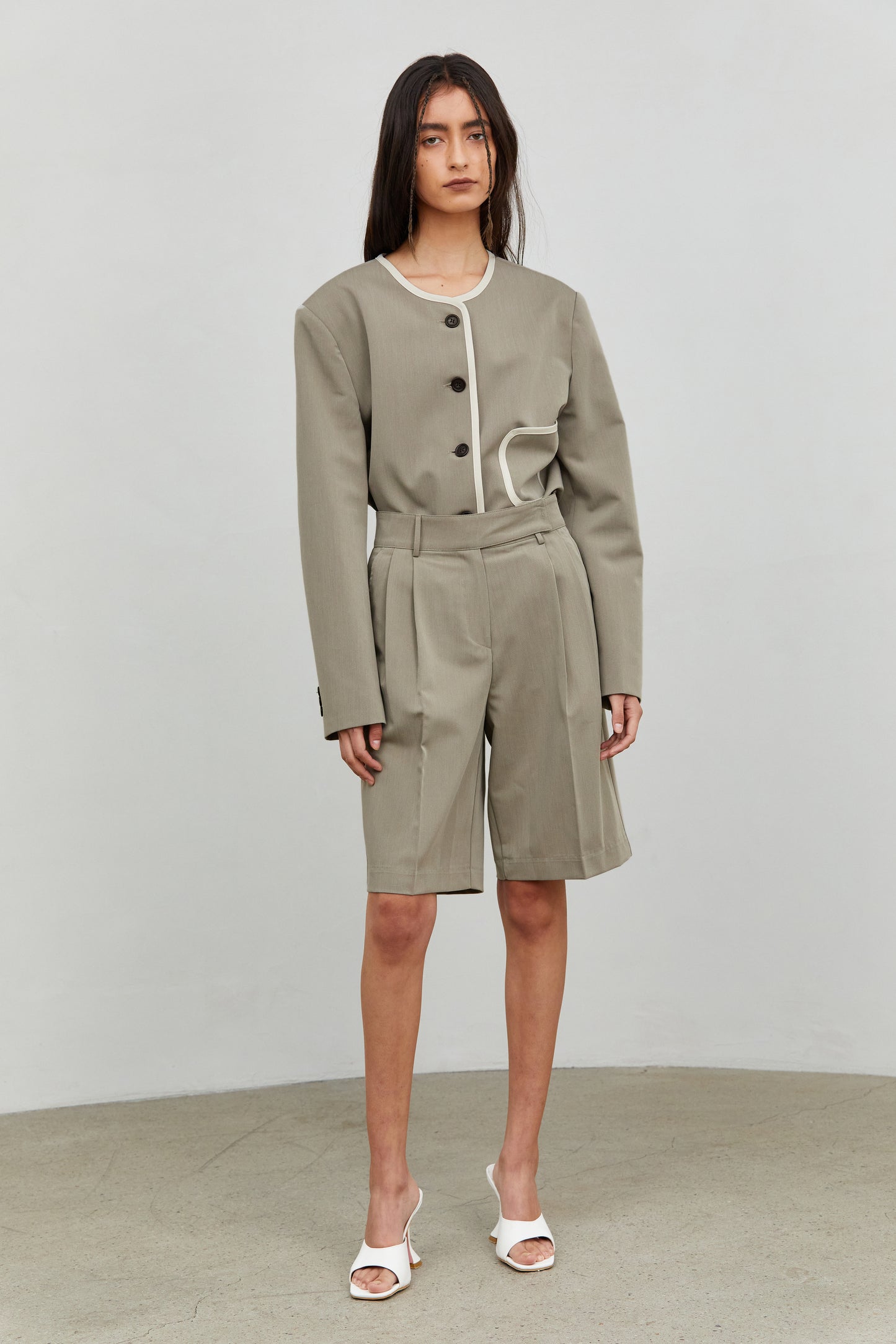 Wide Folded Suit Shorts, Hazelwood