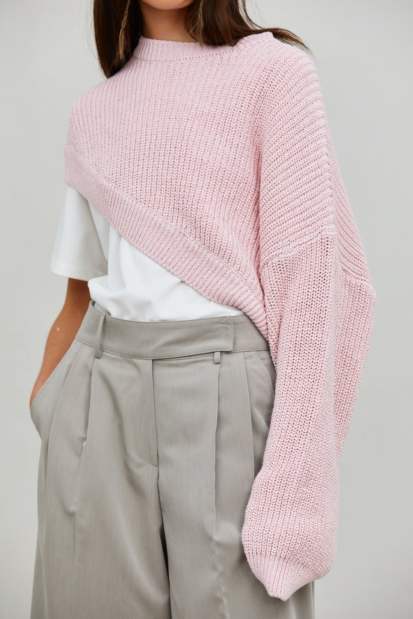 Diagonal One Sleeve Pullover, Lotus