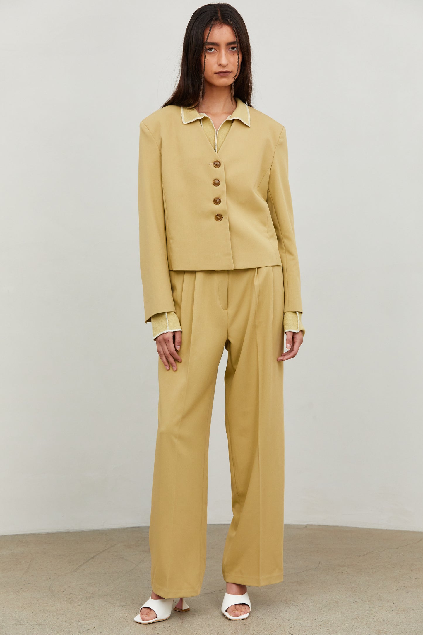 Pintuck Suiting Pants, Butter