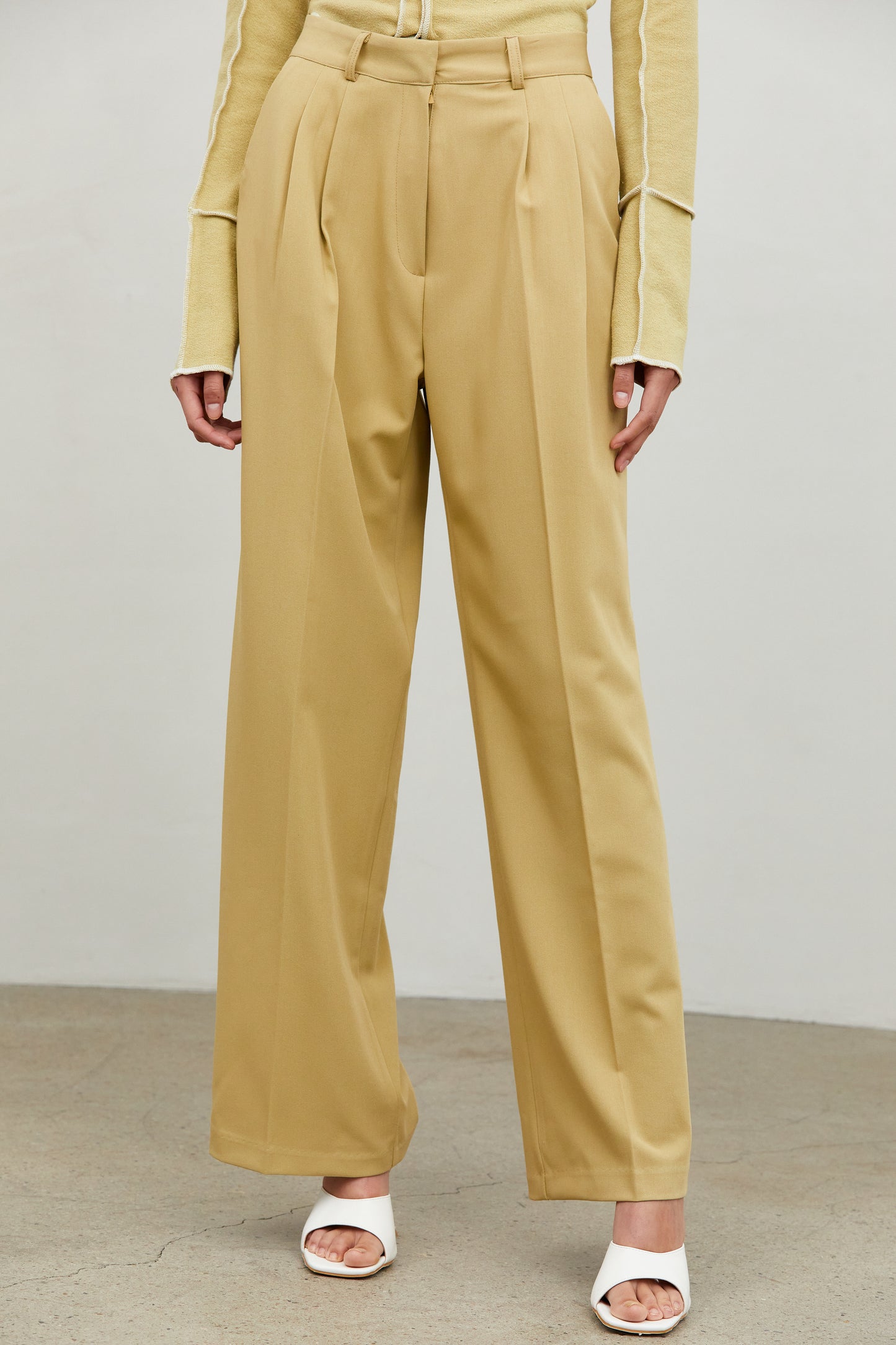 Pintuck Suiting Pants, Butter