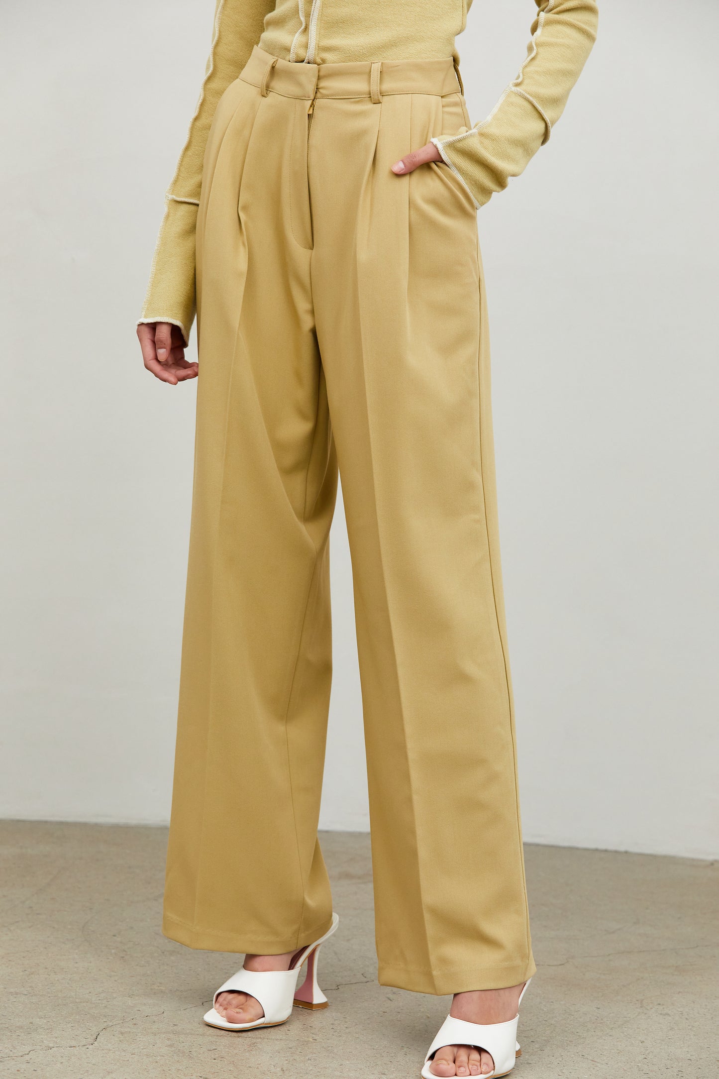 Pintuck Suiting Pants, Butter