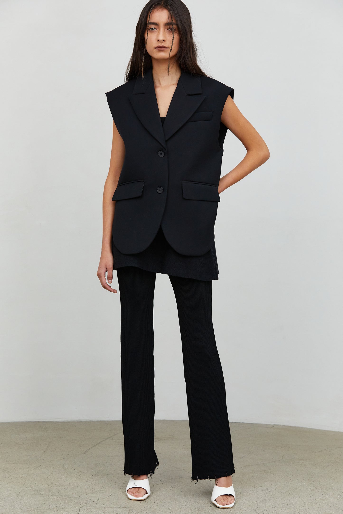 Padded Tailored Vest, Black