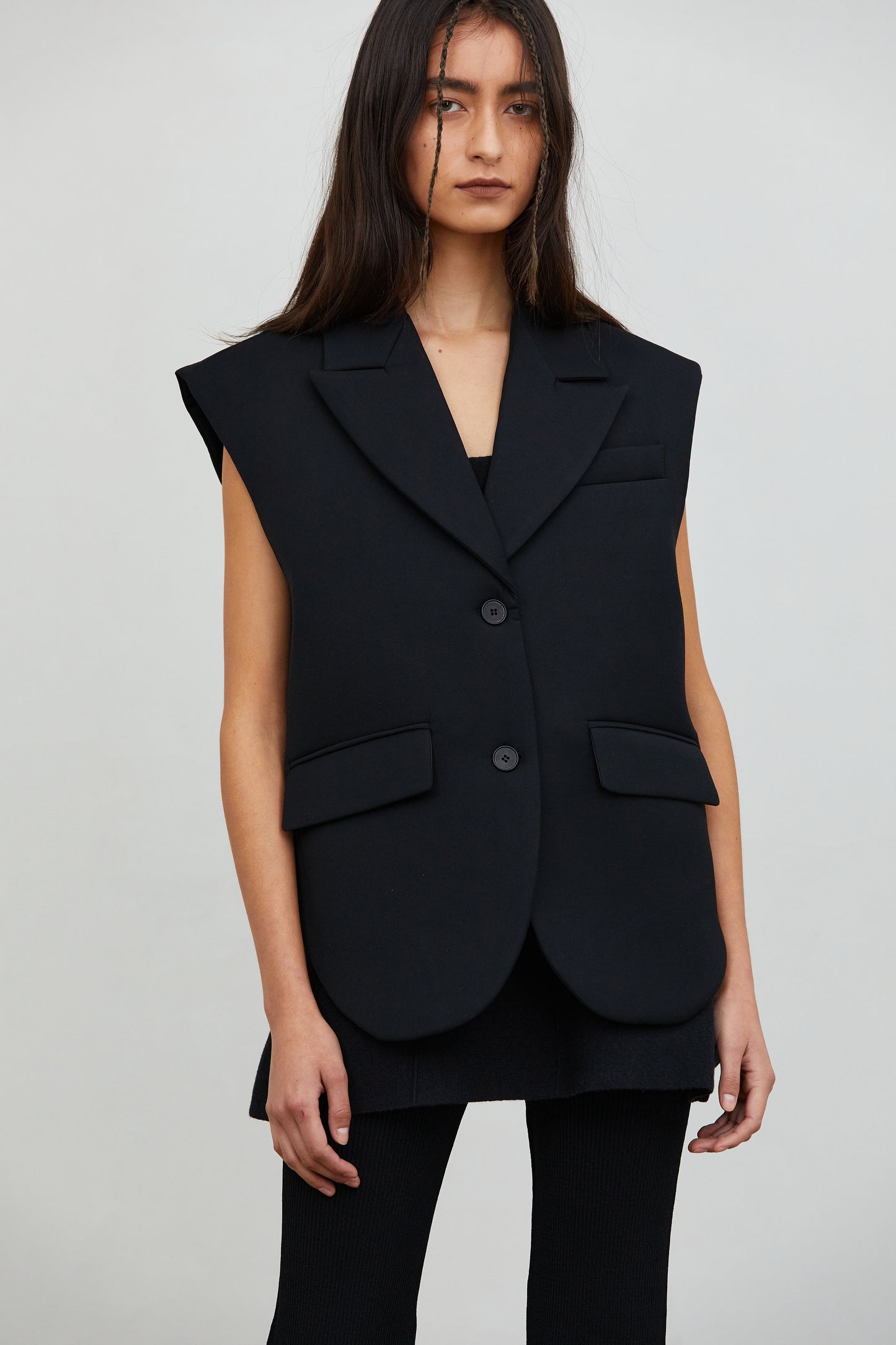 Padded Tailored Vest, Black