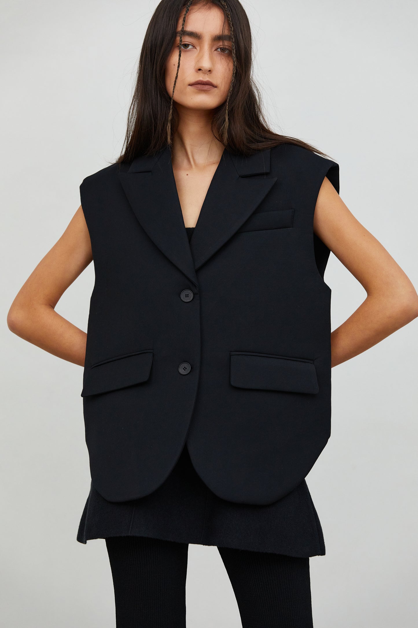 Padded Tailored Vest, Black