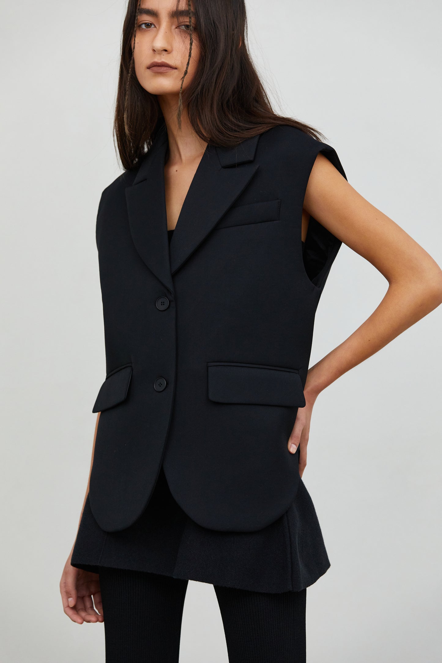 Padded Tailored Vest, Black