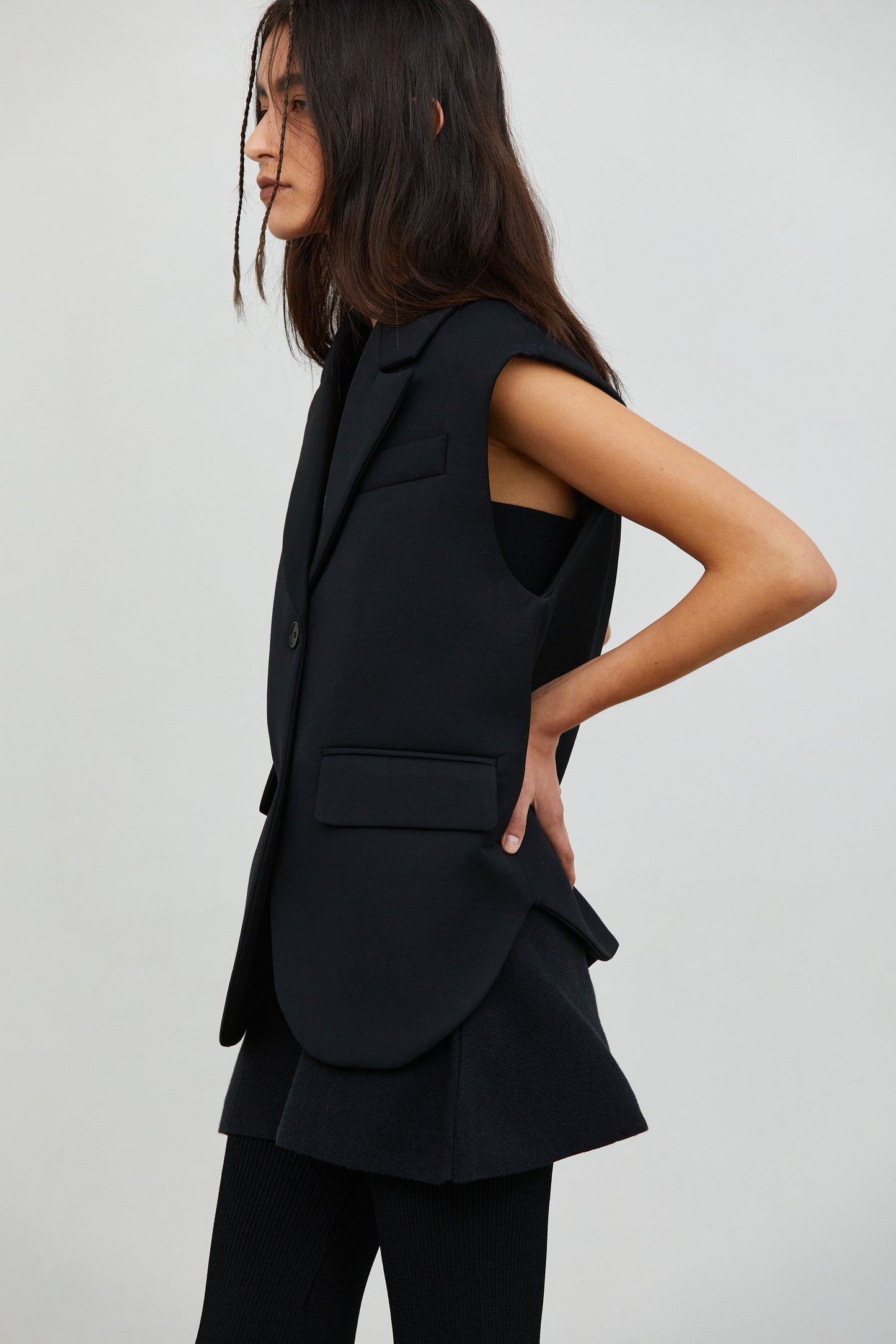 Padded Tailored Vest, Black