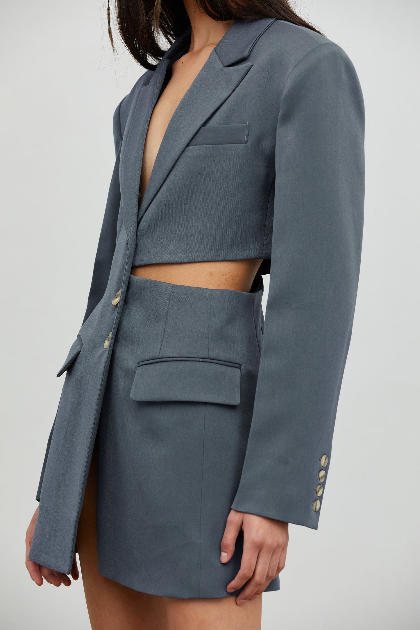 Cut Out Waist Blazer Dress, Aegean