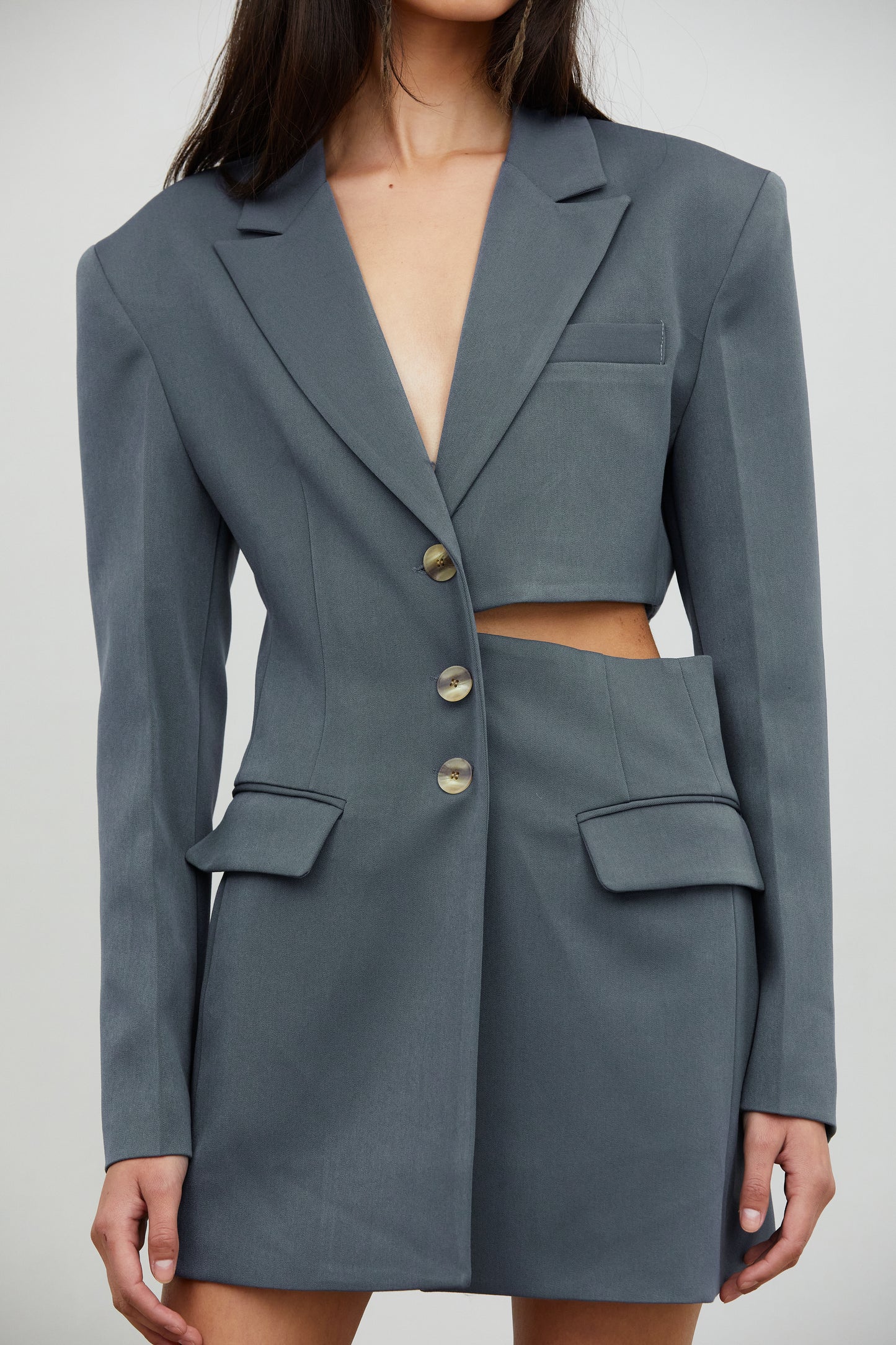 Cut Out Waist Blazer Dress, Aegean