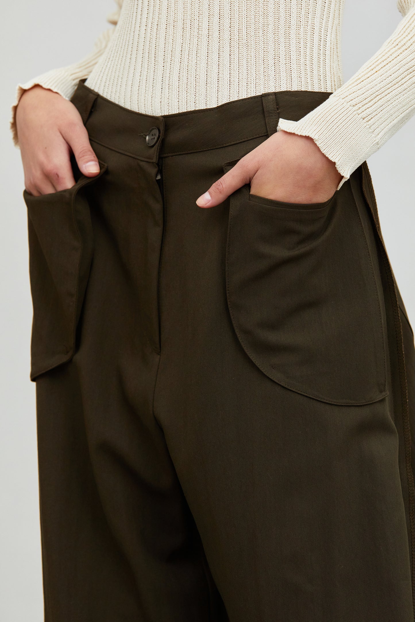 Inside Out Draped Cargo Pants, Walnut